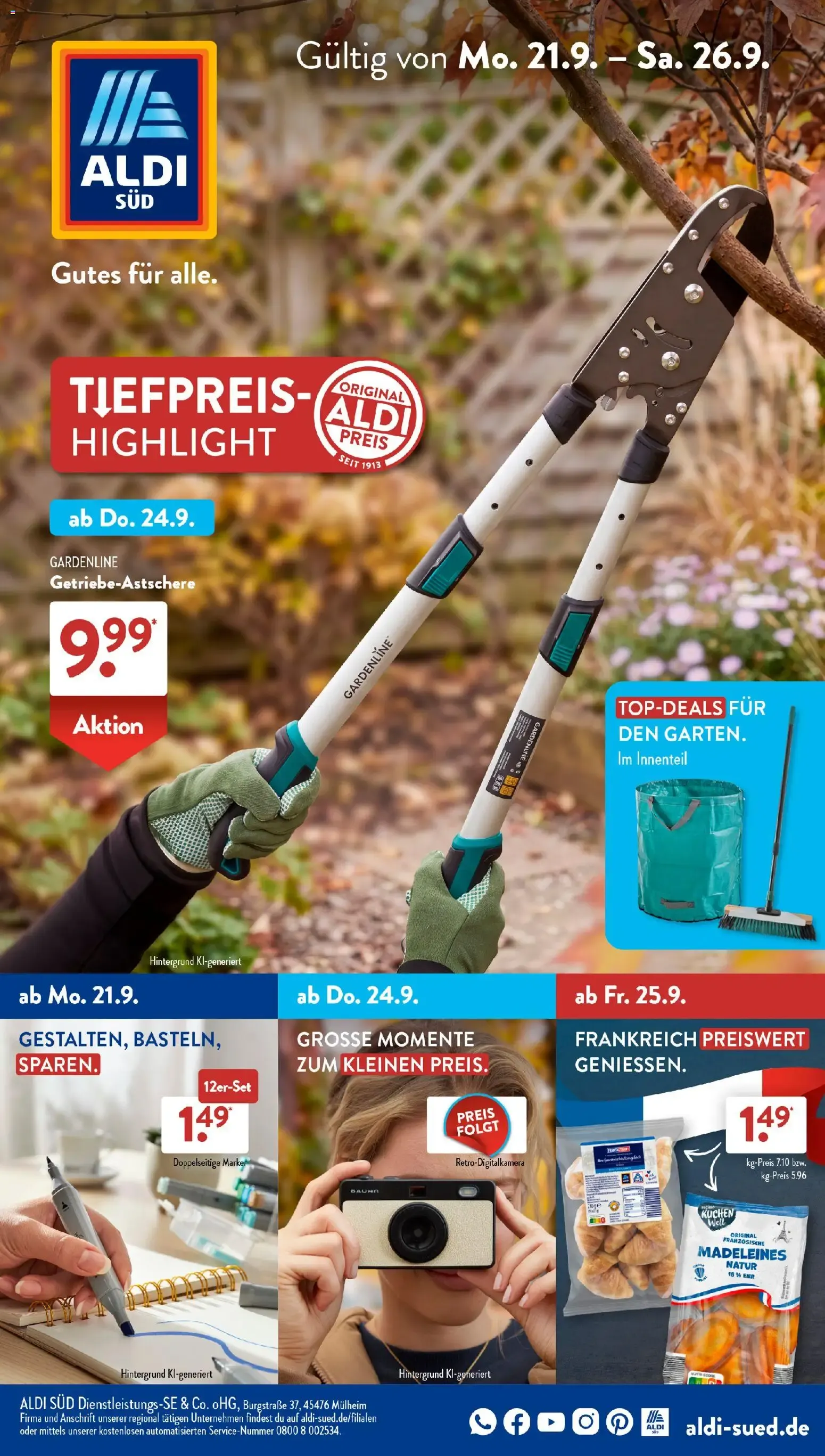 Aldi Süd Prospekt (ab 21.09.2026) zum Blättern von 21. September bis 26. September 2026 - Prospekt seite 1