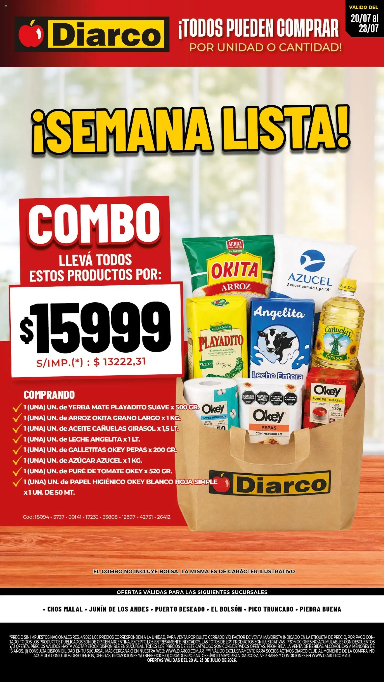 Ofertas de Diarco - Semana Lista del 20/07/2026 - 23/07/2026 20 de julio al 23 de julio 2026 - Página 1 del catálogo