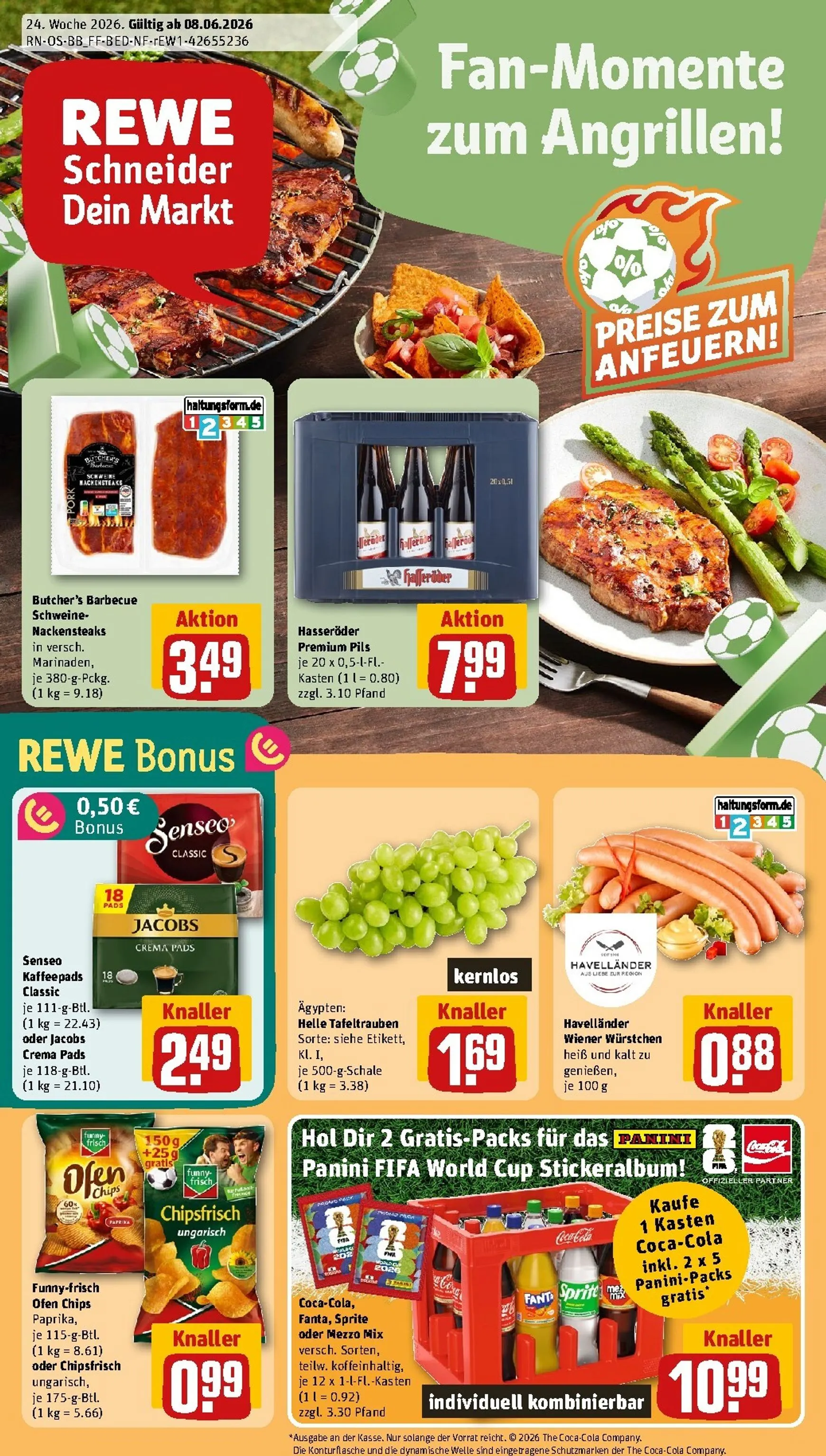 Rewe Prospekt: Fan-Momente zum Angrillen! von 8. Juni bis 13. Juni 2026 - Prospekt seite 1