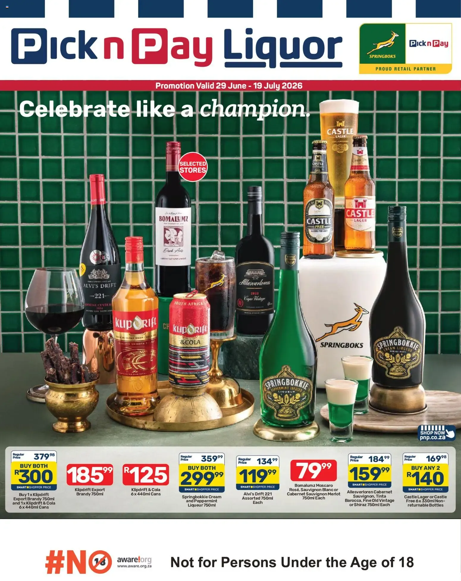 Pick n Pay Liquor: Celebrate like a champion. from 29 June to 19 July 2026 - Catalogue Page 1