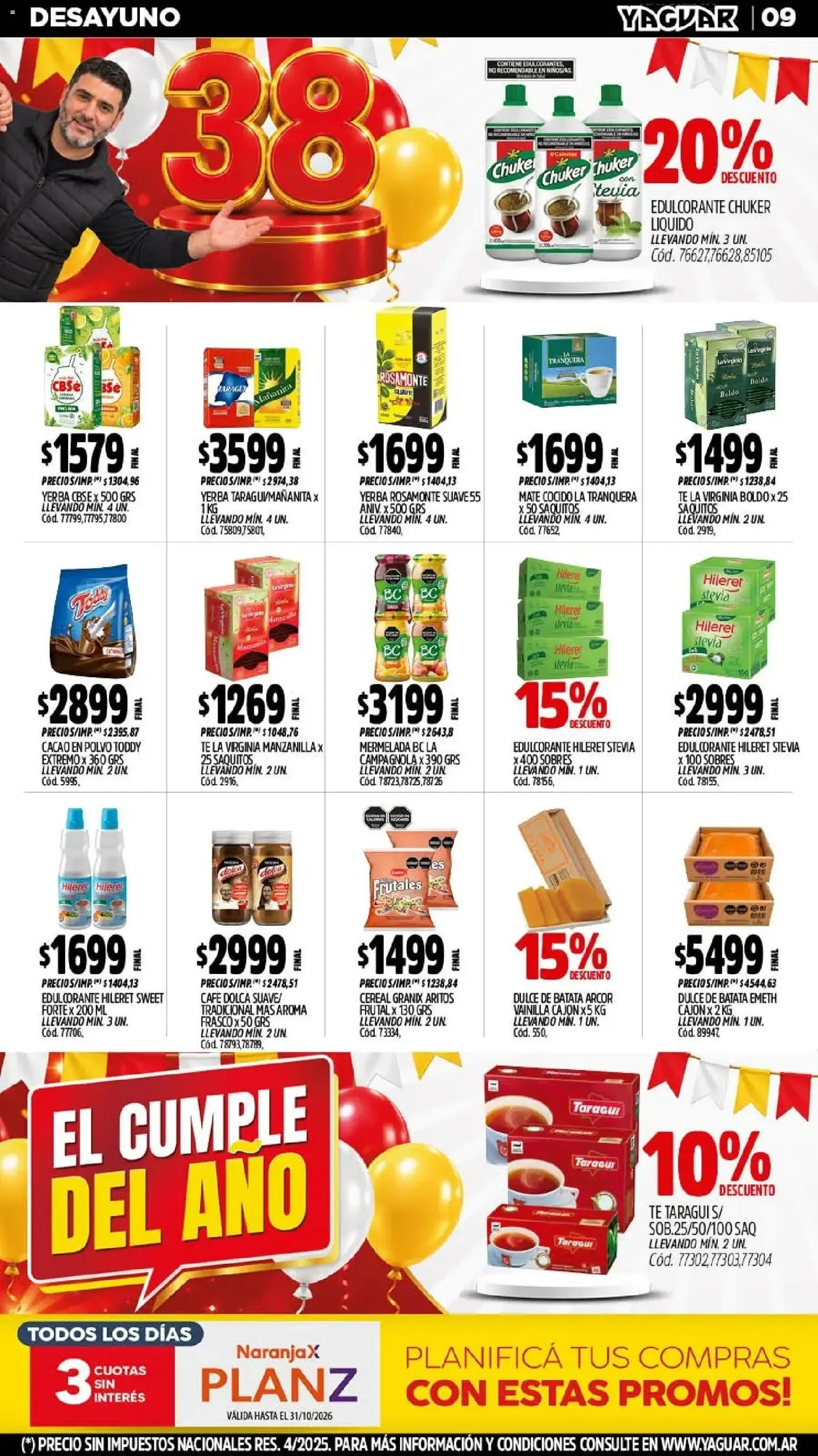 Ofertas de Mayorista Yaguar - El Cumple del Año 38 19 de octubre al 24 de octubre 2026 - Página 10 del catálogo