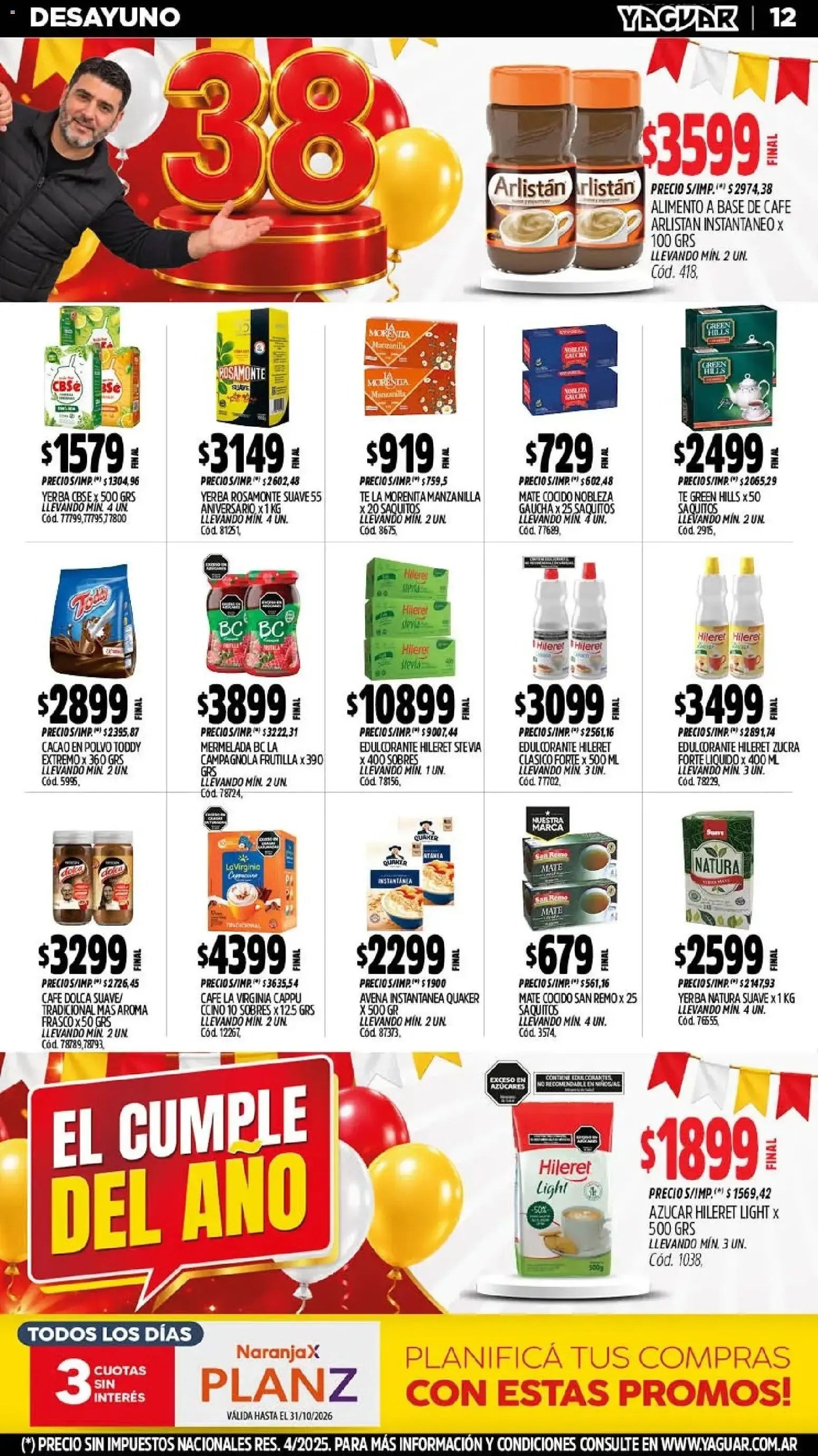 Ofertas de El Cumple del Año 38 Mayorista Yaguar 5 de octubre al 11 de octubre 2026 - Página 10 del catálogo