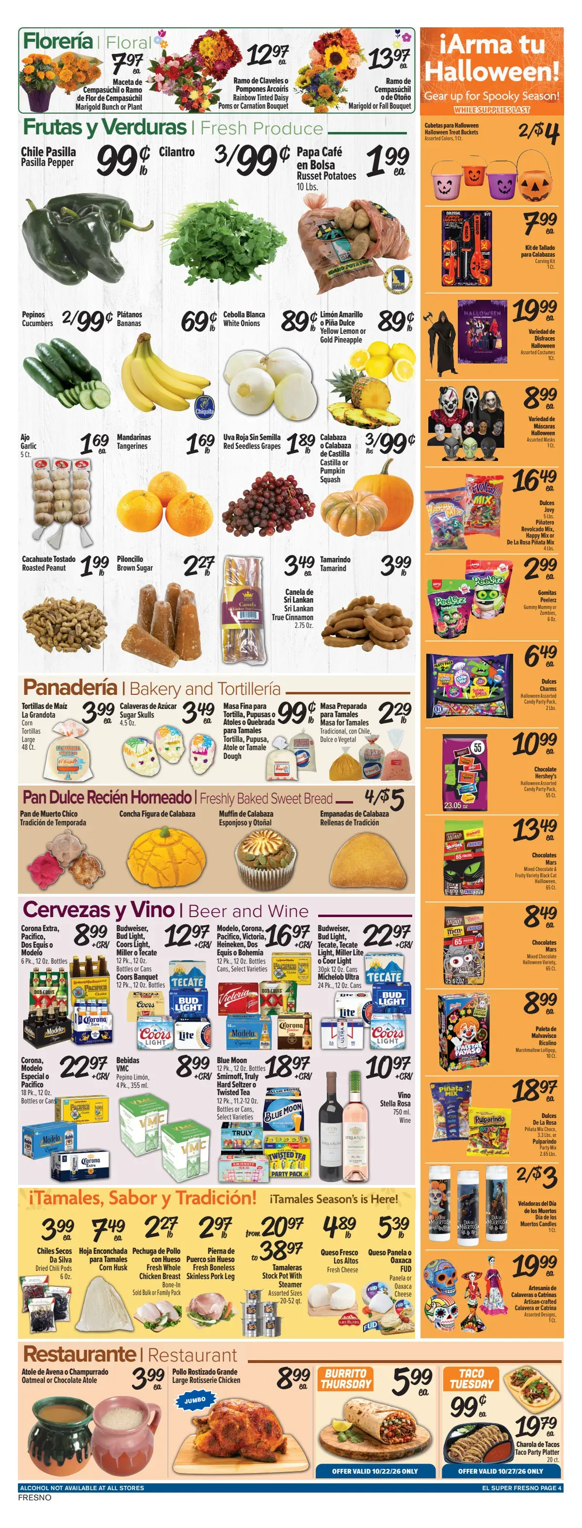 Weekly promotion Current El Super - Fresno leaflet valid from Wednesday 10/21/2026 to Tuesday 10/27/2026 spanning from October 21 to October 27 2026 - Page 4 for Catalogue 365