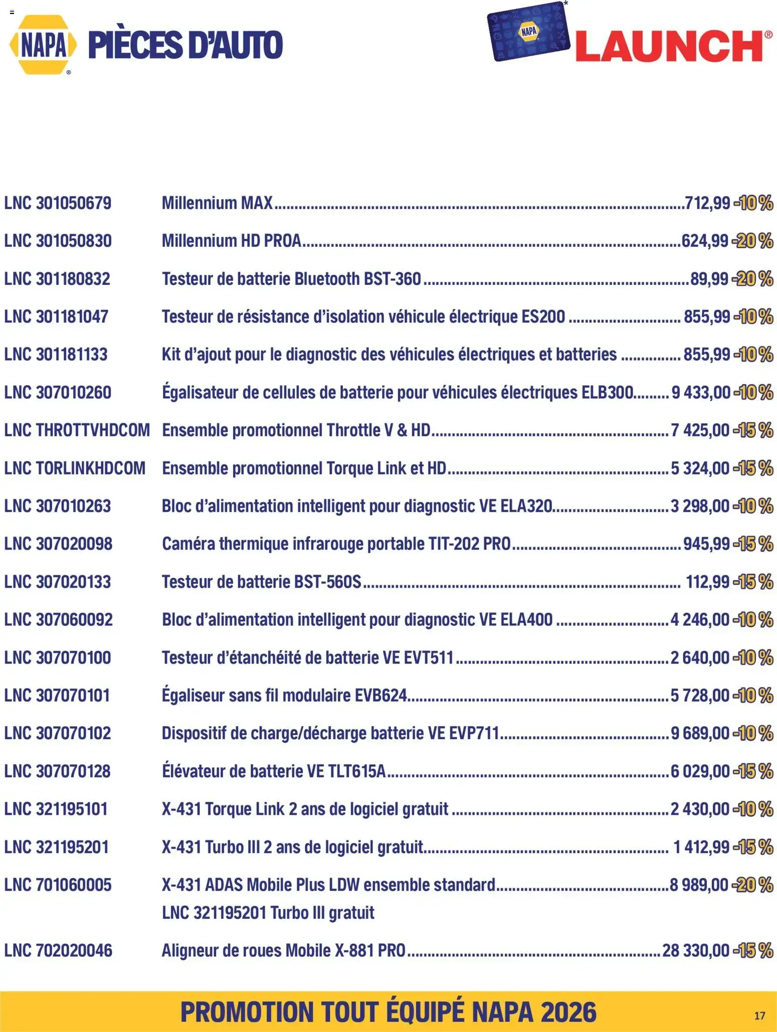 NAPA Auto Parts circulaire - TOUT ÉQUIPÉ septembre-octobre 2026 from Sep 1, 2026 > weekly specials & deals from September 1 to October 31 2026 - flyer page 19