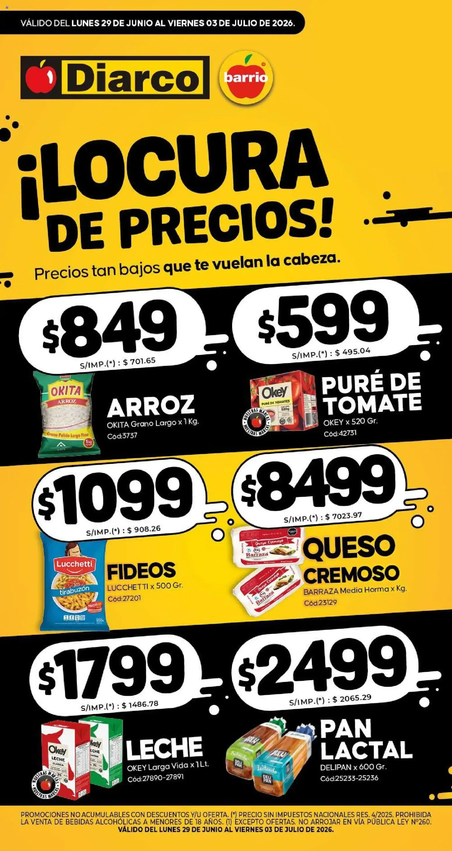 Ofertas de Diarco - Especial Locura De Precios del 29/06/2026 - 03/07/2026 29 de junio al 3 de julio 2026 - Página 1 del catálogo