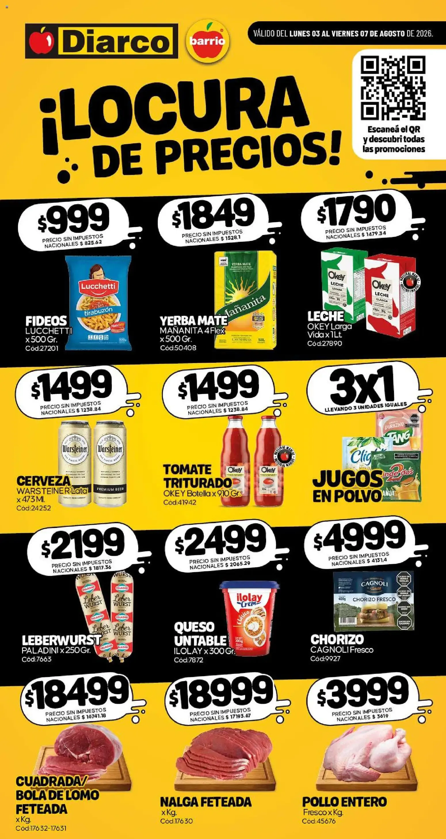 Ofertas de Diarco - Especial Locura De Precios del 03/08/2026 - 07/08/2026 3 de agosto al 7 de agosto 2026 - Página 1 del catálogo