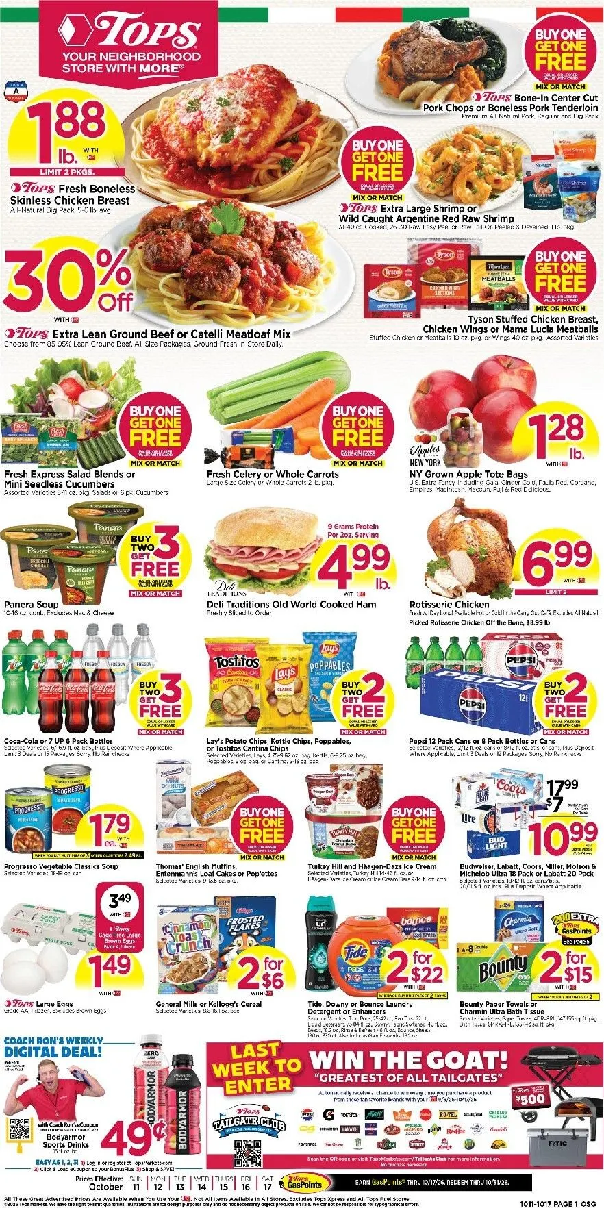 Current Tops Markets leaflet valid from Sunday 10/11/2026 to Saturday 10/17/2026