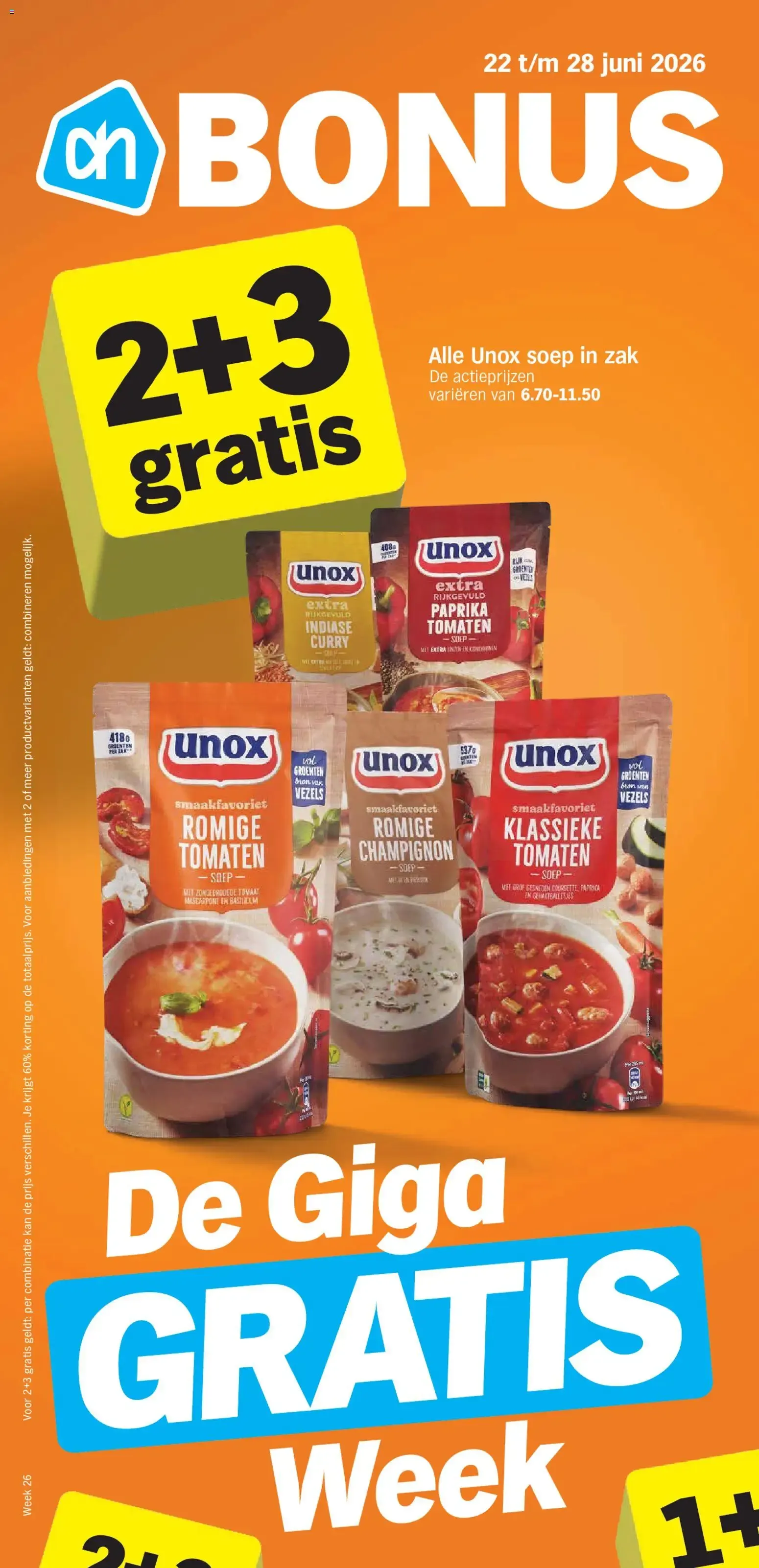 Albert Heijn Bonus: 2+3 gratis Unox Soep van 22 juni tot 28 juni 2026 - Folder pagina 1