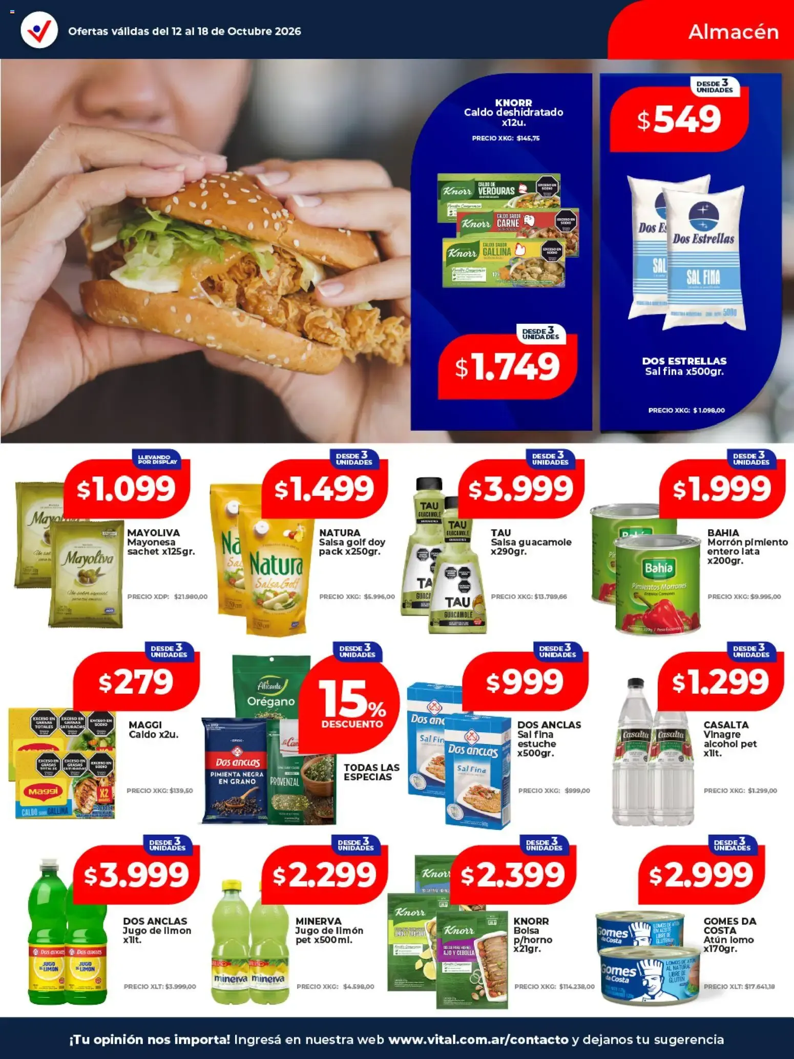 Ofertas de VITAL SUPERMAYORISTA EL MAYORISTA DE TU AHORRO 12 de octubre al 18 de octubre 2026 - Página 18 del catálogo