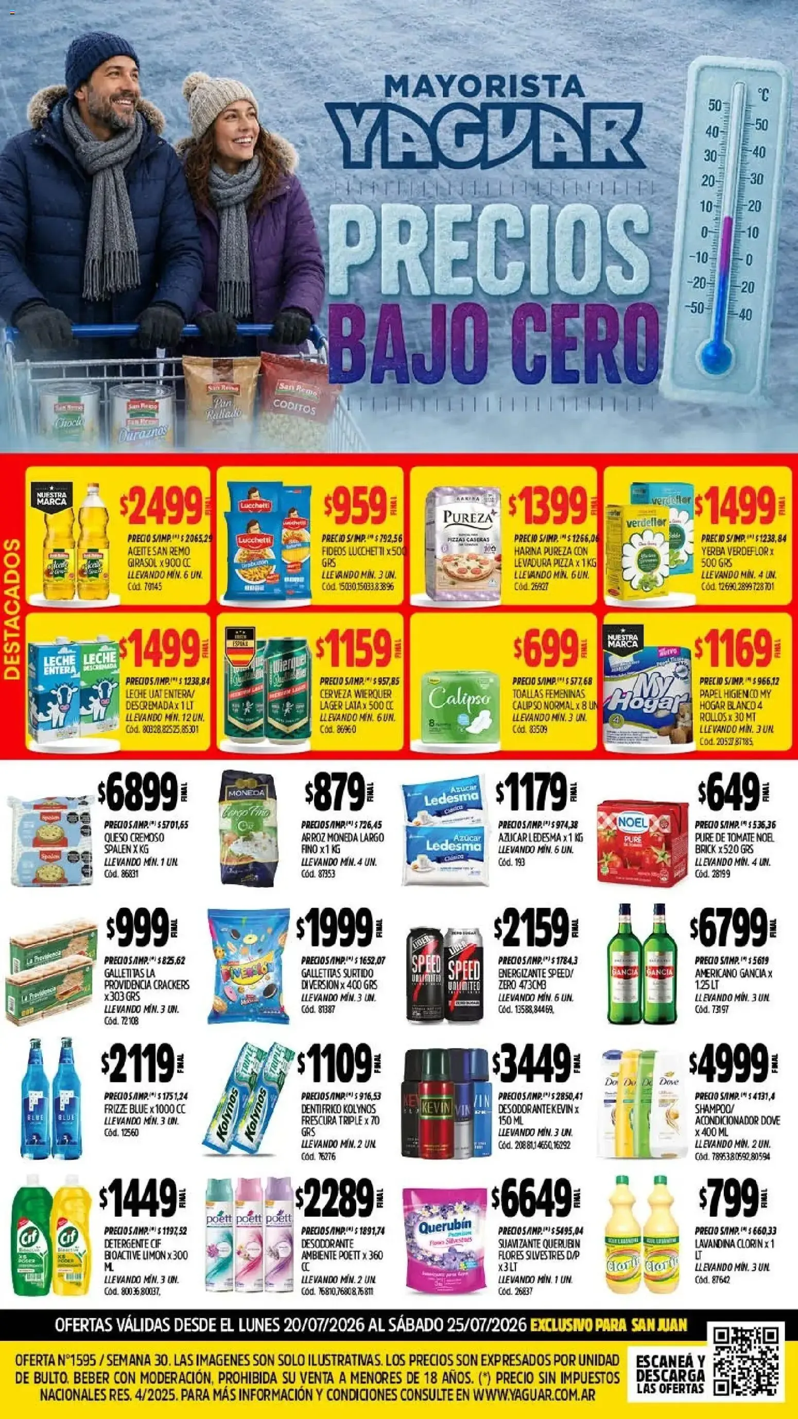 Ofertas de Mayorista Yaguar: Precios Bajo Cero - Oferta Semanal San Juan 20 de julio al 25 de julio 2026 - Página 1 del catálogo