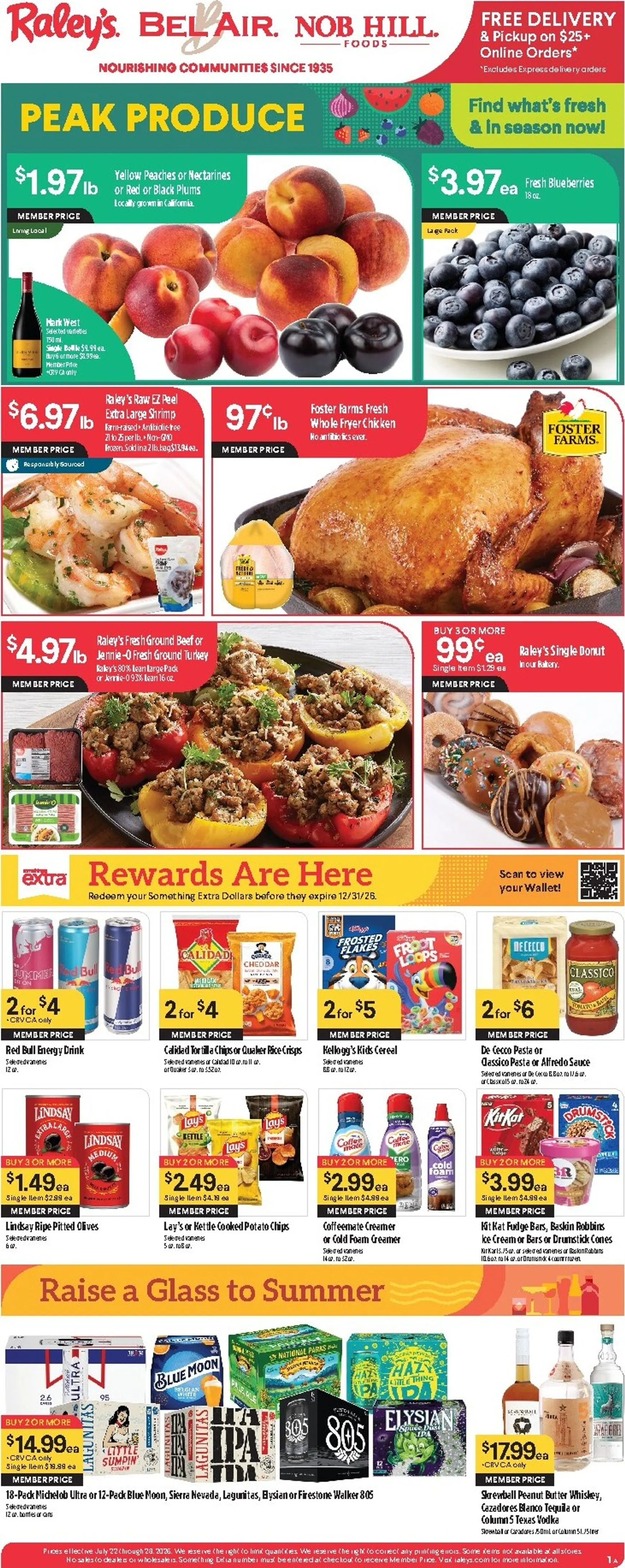 Current Raley's leaflet valid from Wednesday 07/22/2026 to Tuesday 07/28/2026