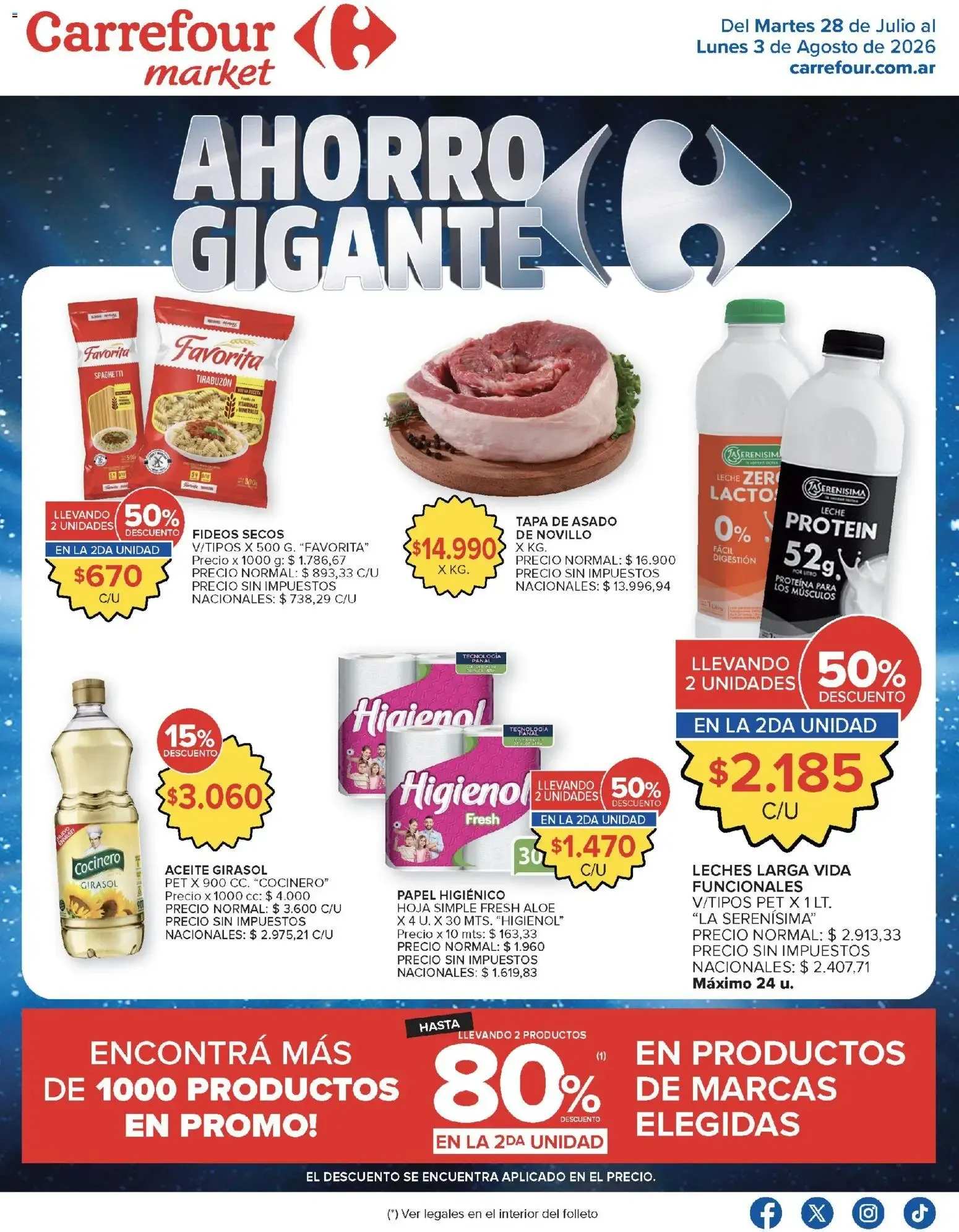 Ofertas de Carrefour Market catálogo del 28/07/2026 - 03/08/2026 28 de julio al 3 de agosto 2026 - Página 1 del catálogo