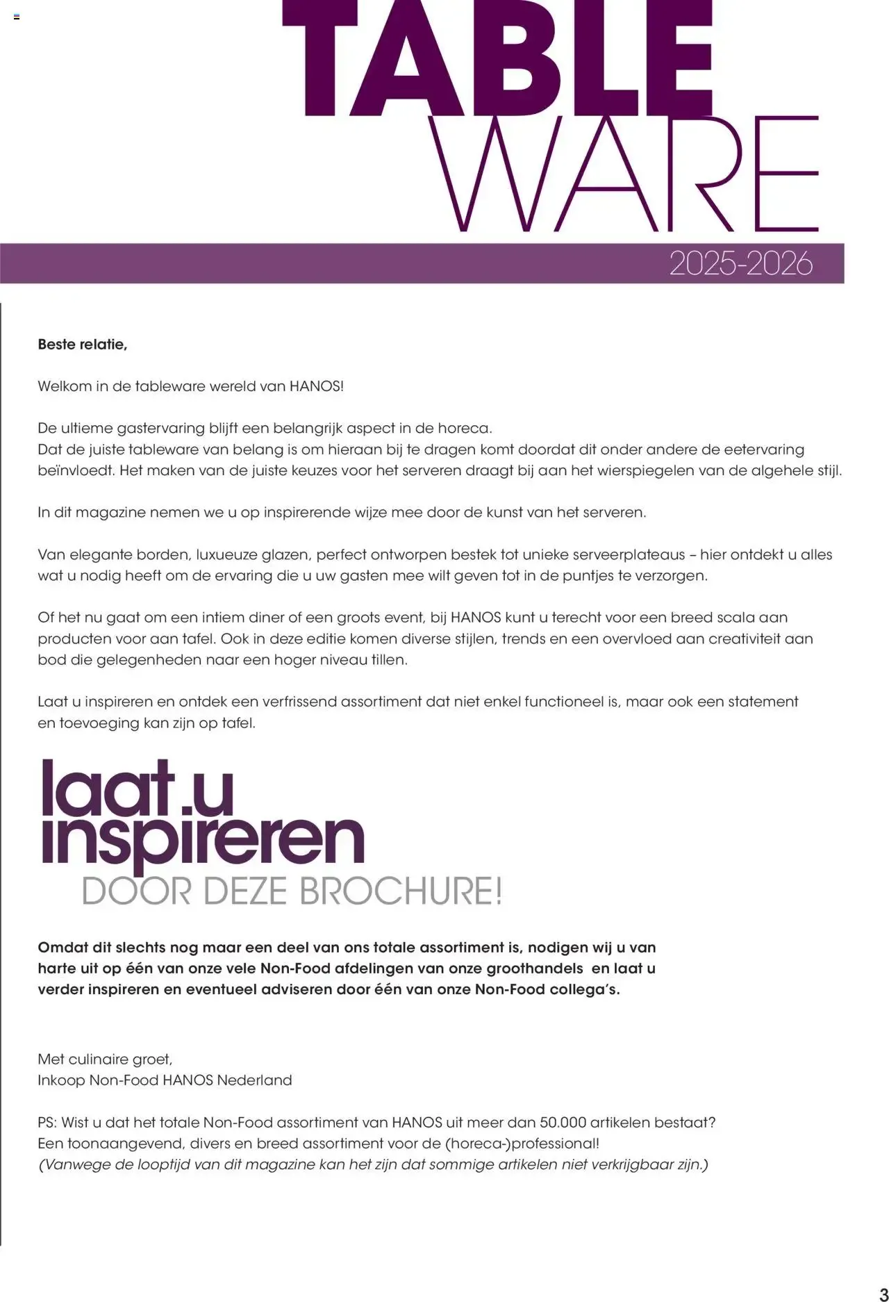 Hét TABLEWARE magazine voor de horeca van 1 september tot 31 december 2026 - Folder pagina 3