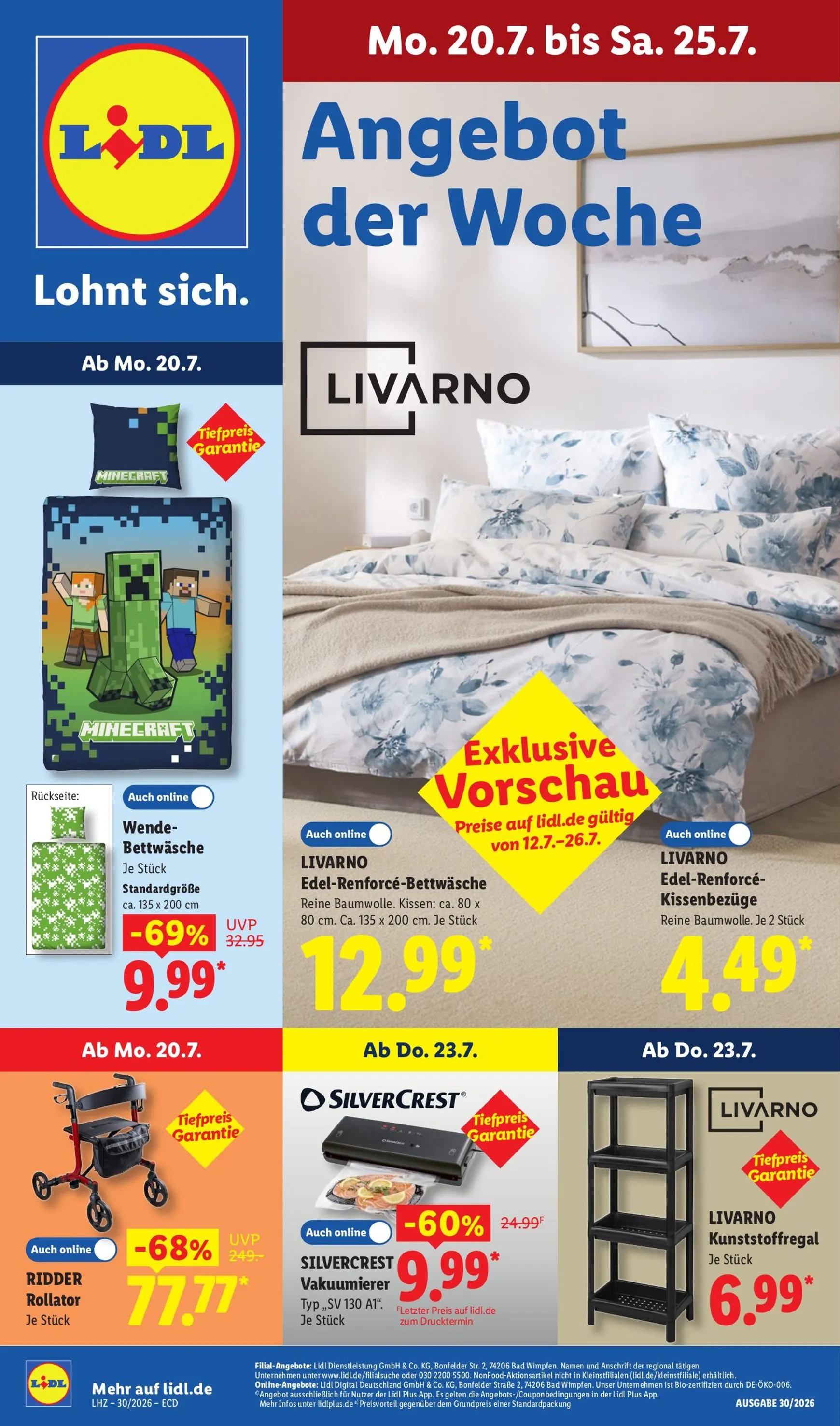 Lidl - Nonfood Prospekt nächste Woche – von Montag 20.07.2026 bis Samstag 25.07.2026 von 20. Juli bis 25. Juli 2026 - Prospekt seite 1
