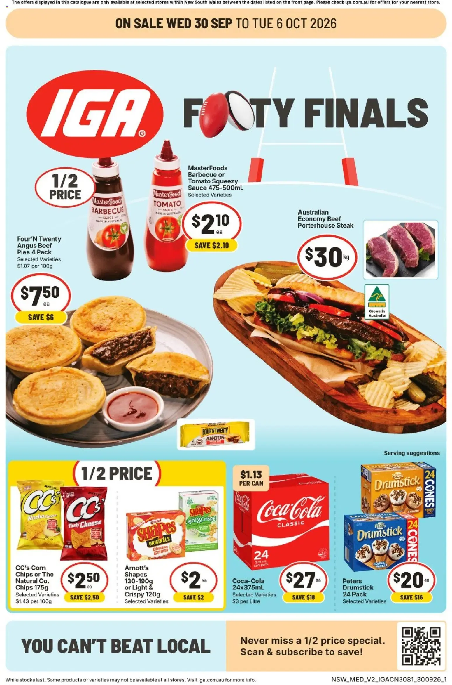 IGA FOOTY FINALS - Catalogue valid from 30 September to 6 October 2026 - page 1
