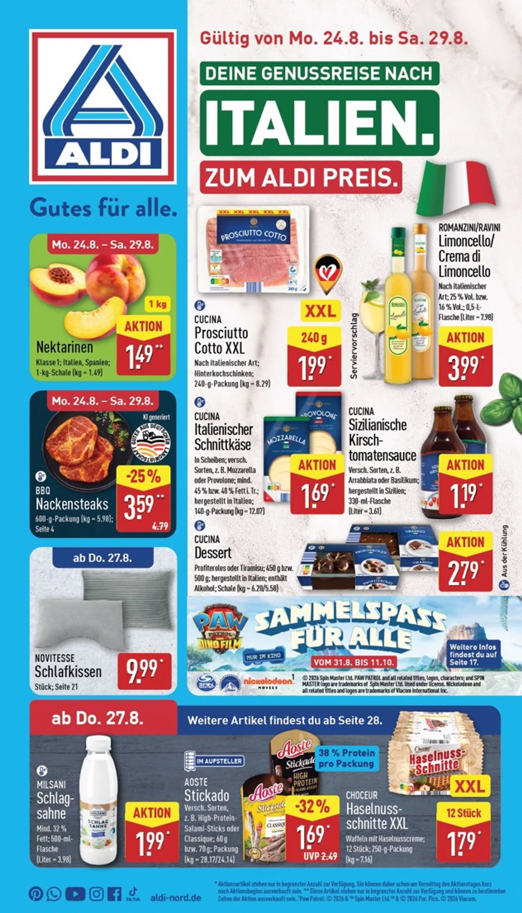 ALDI NORD Prospekt – von Montag 24.08.2026 bis Samstag 29.08.2026 von 24. August bis 29. August 2026 - Prospekt seite 1