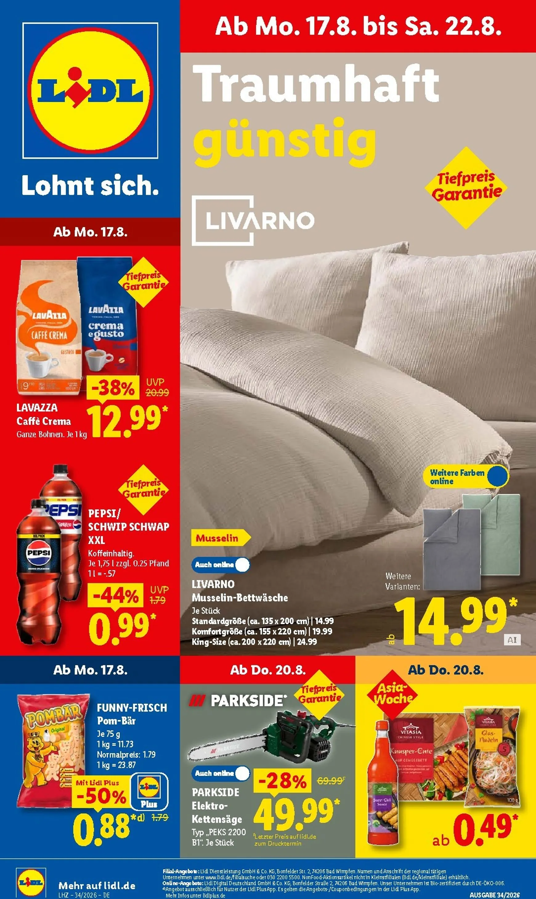Lidl Prospekt nächste Woche – von Montag 17.08.2026 bis Samstag 22.08.2026 von 17. August bis 22. August 2026 - Prospekt seite 1