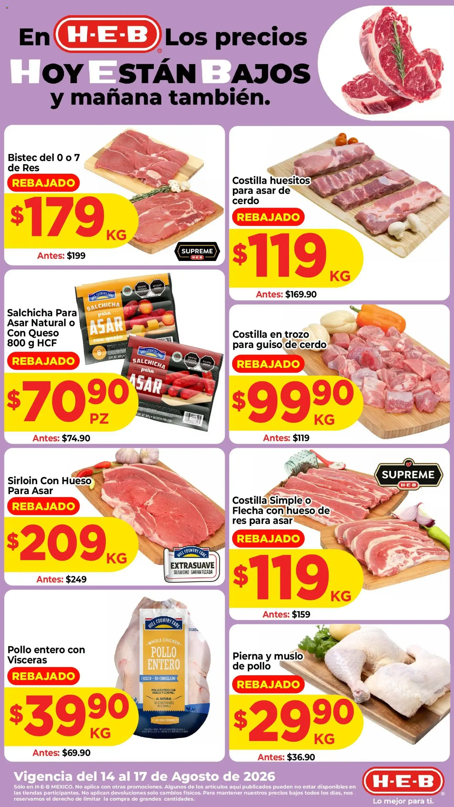 Catálogo de En H-E-B Los precios HOY ESTÁN BAJOS y mañana también. 14 de agosto al 17 de agosto 2026 - Pagina 1