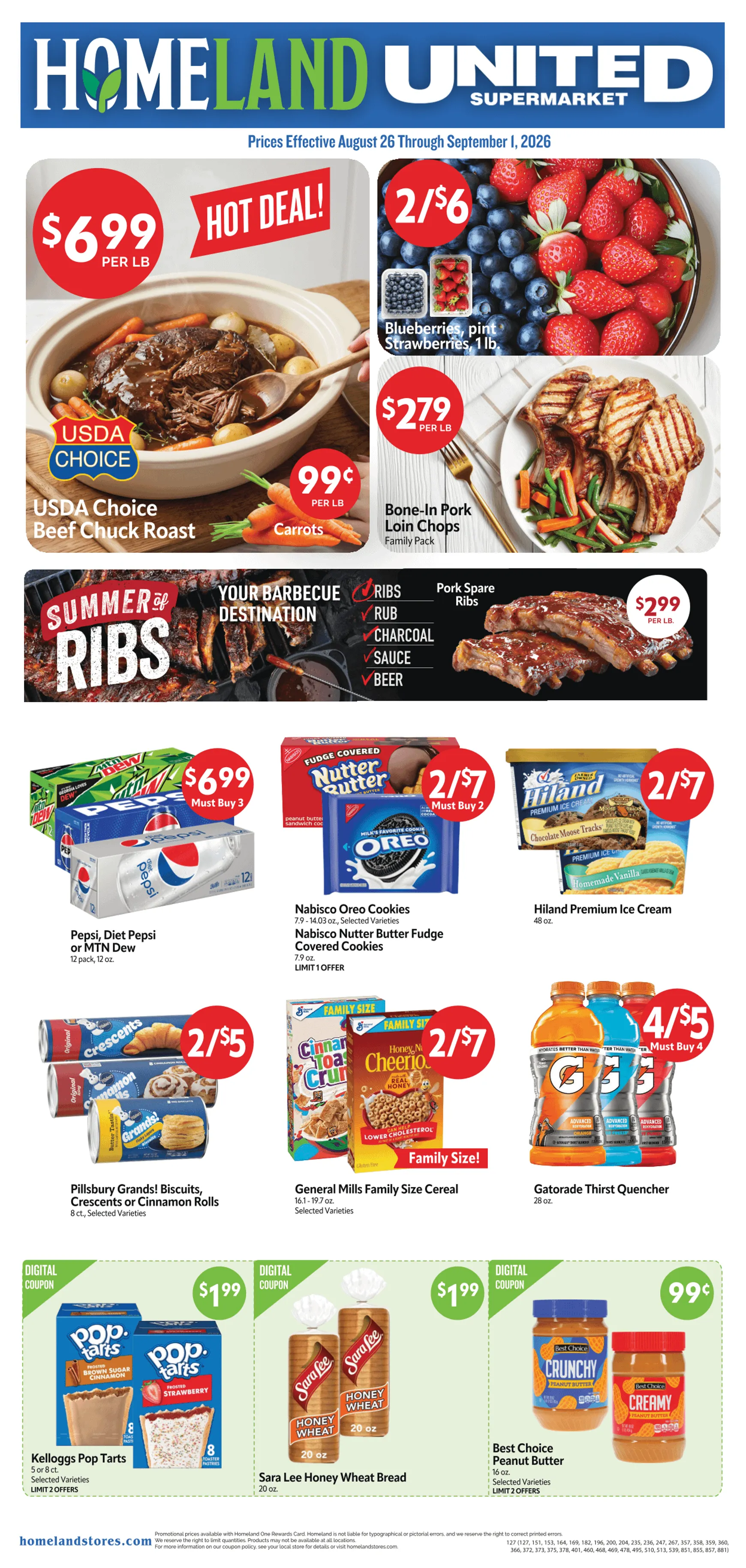 Weekly ad Homeland United Supermarket from August 26 to September 1 2026 - Page 1