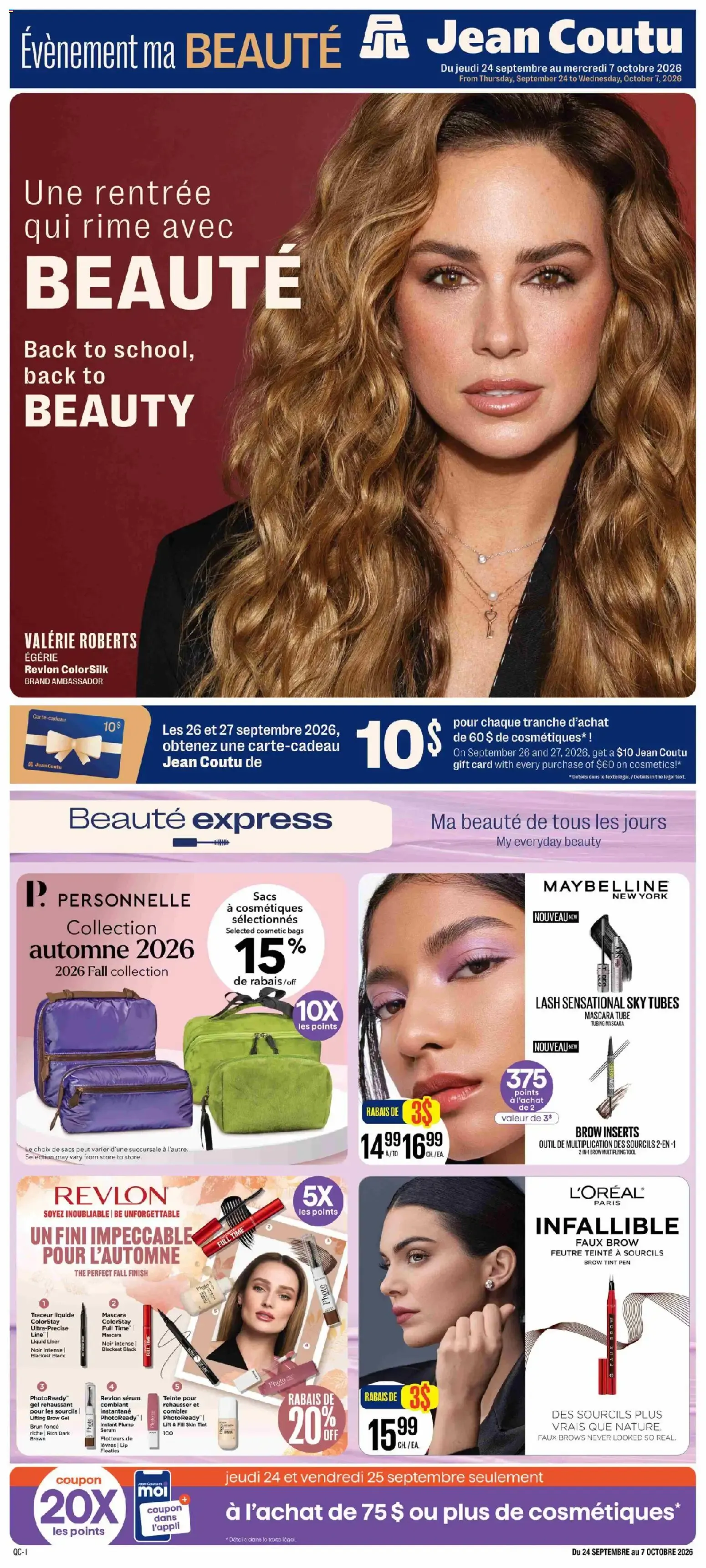 Jean Coutu - Encart rentrée beauté from Sep 24, 2026 > weekly specials & deals from September 24 to October 7 2026 - flyer page 1