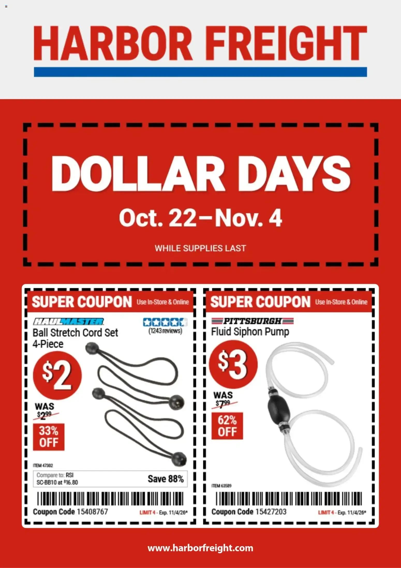 Harbor Freight Dollar Days (10/22 - 11/04 2026) - Flyer