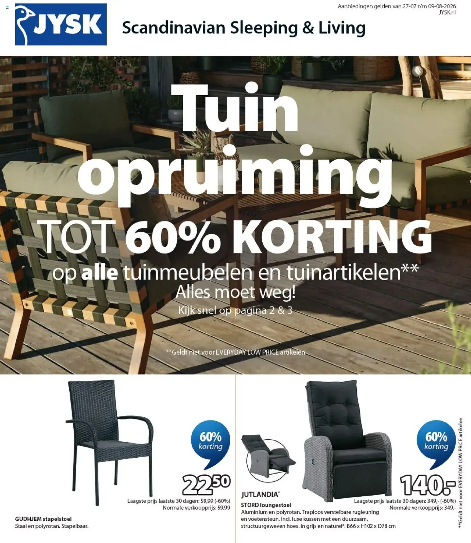 JYSK Tuin opruiming tot 60% korting van 27 juli tot 9 augustus 2026 - Folder pagina 1