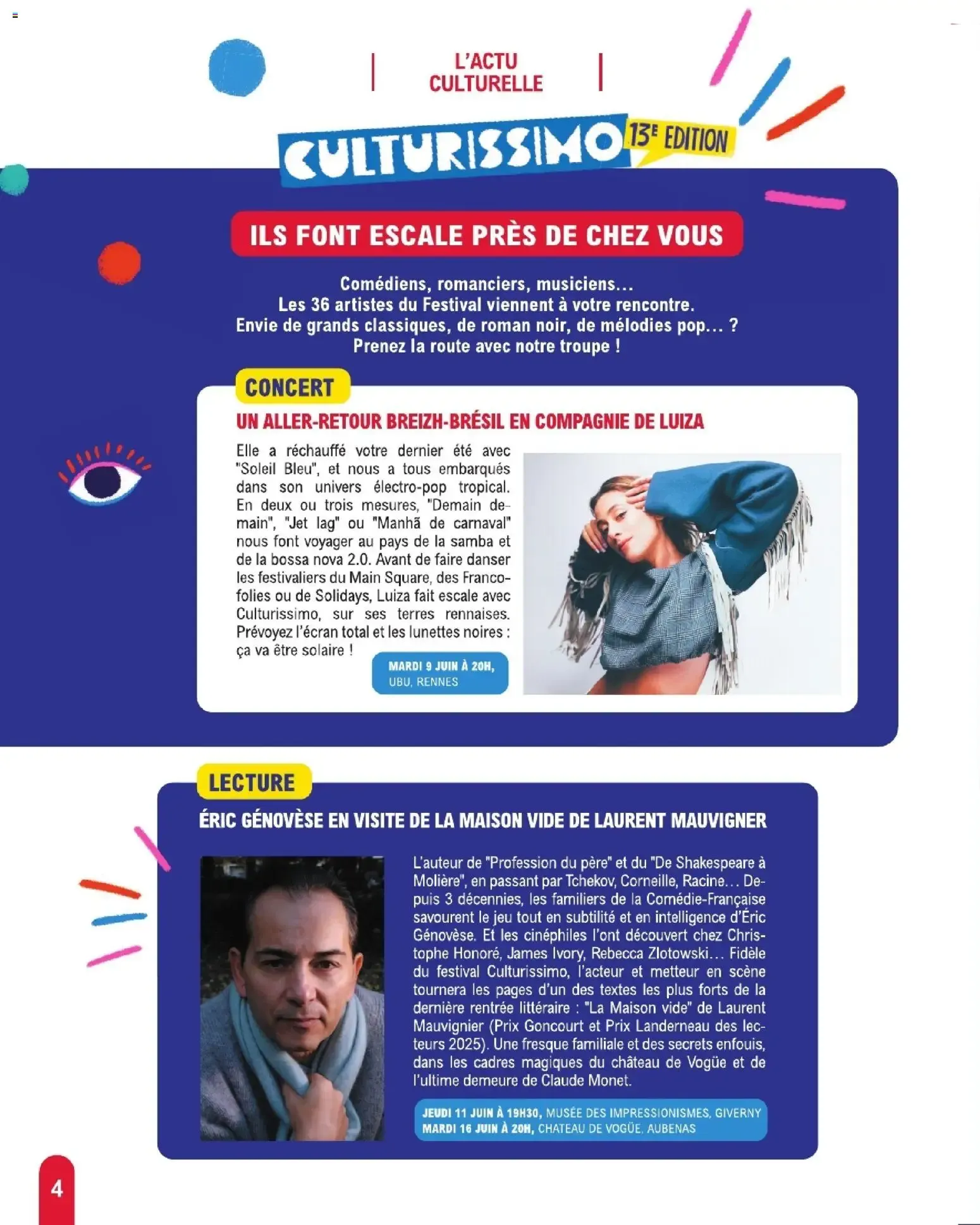 CULTURISSIMO du 9 juin au 27 juin 2026 - Catalogue page 4