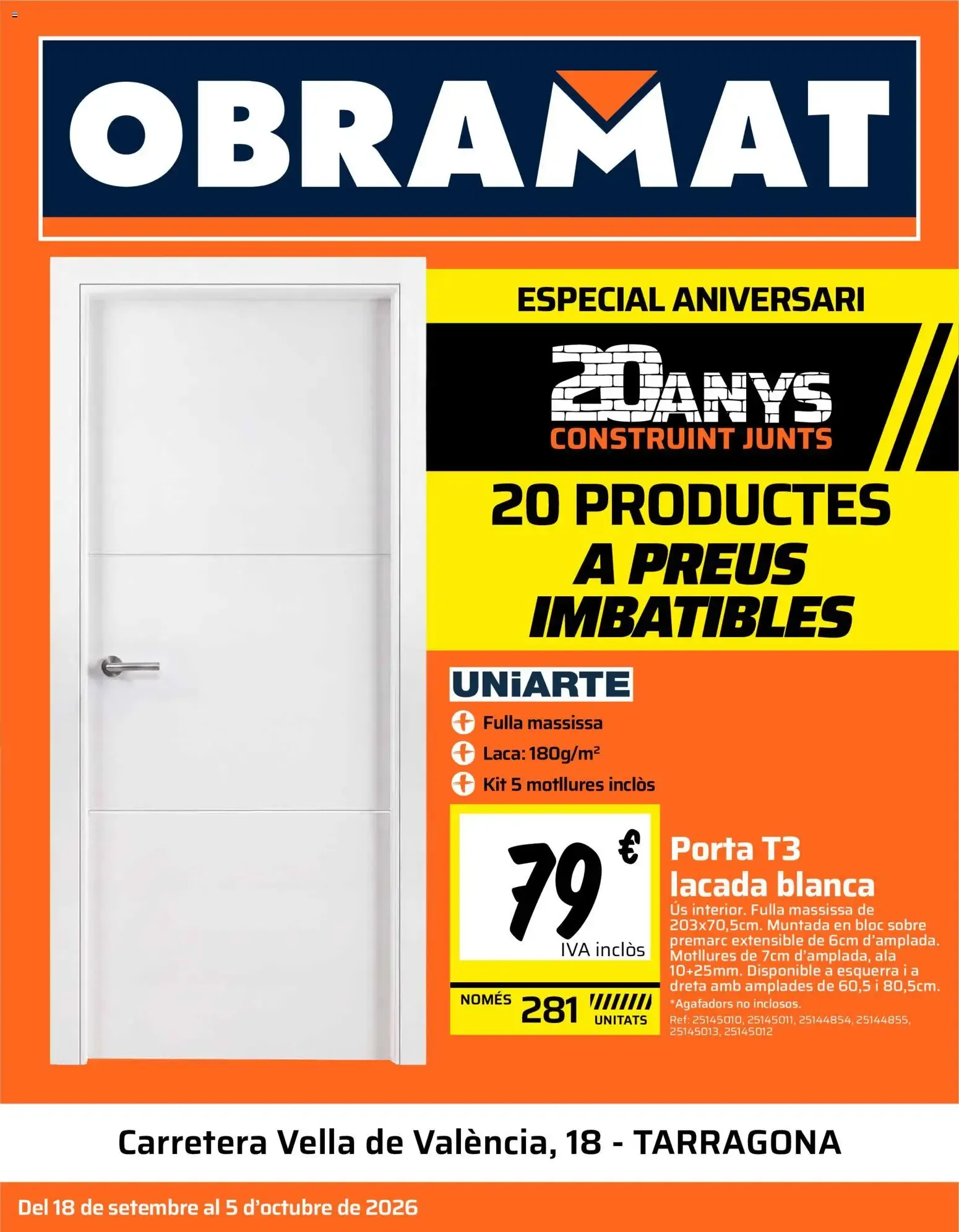 Catálogo de Obramat: Especial Aniversario, 20 productos a precios imbatibles 18 de septiembre al 5 de octubre 2026 - Página 1
