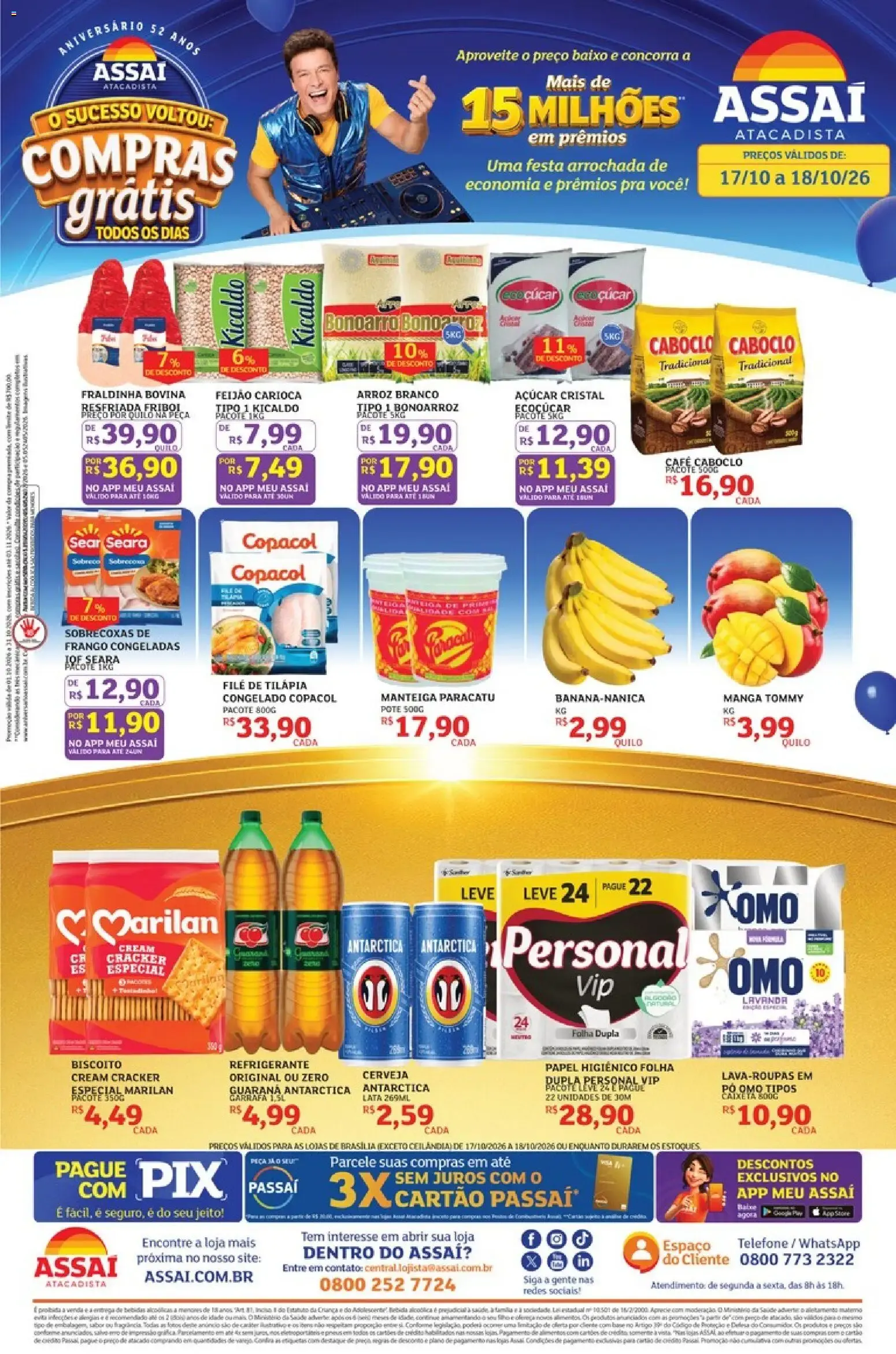 Encarte de Assaí Atacadista: 52 Aniversario, Compras Grátis y Más de 15 Millones en Premios 17 de outubro até 18 de outubro 2026 - Pagina 1