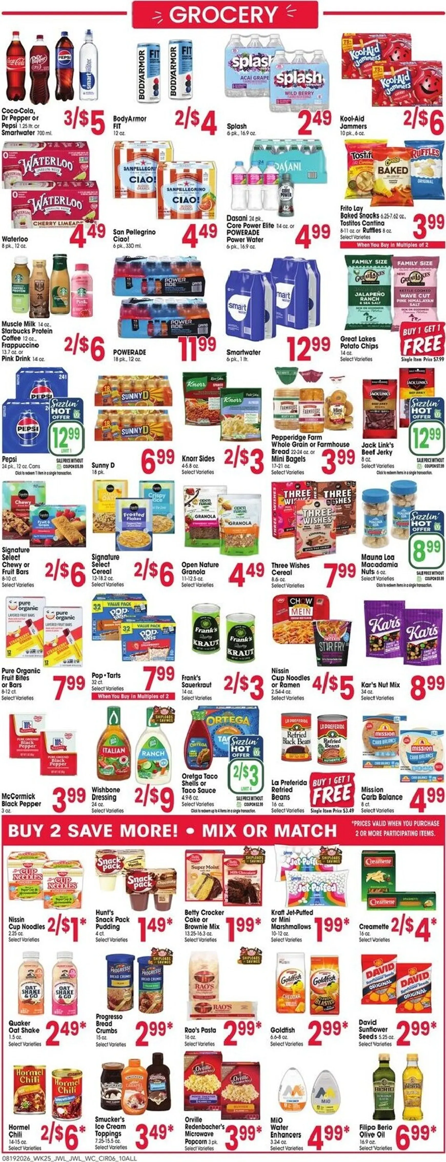 Weekly promotion Current Jewel-Osco leaflet valid from Wednesday 08/19/2026 to Tuesday 08/25/2026 spanning from August 19 to August 25 2026 - Page 6 for Catalogue 365