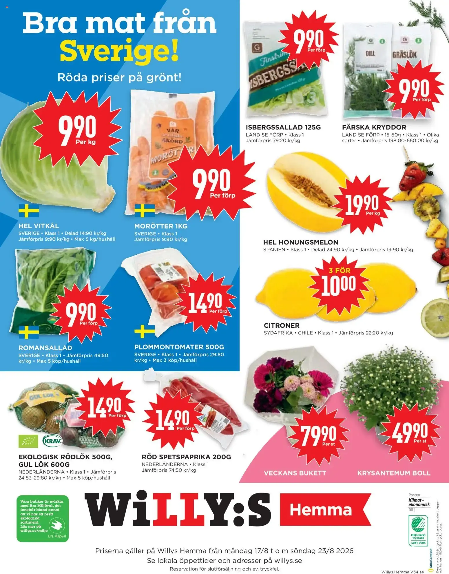 Willys erbjudanden Hemma från 17/08/2026 - 23/08/2026 > Reklamblad nuvarande rabatter från 17 augusti till 23 augusti 2026 - Reklamblad sidor 4