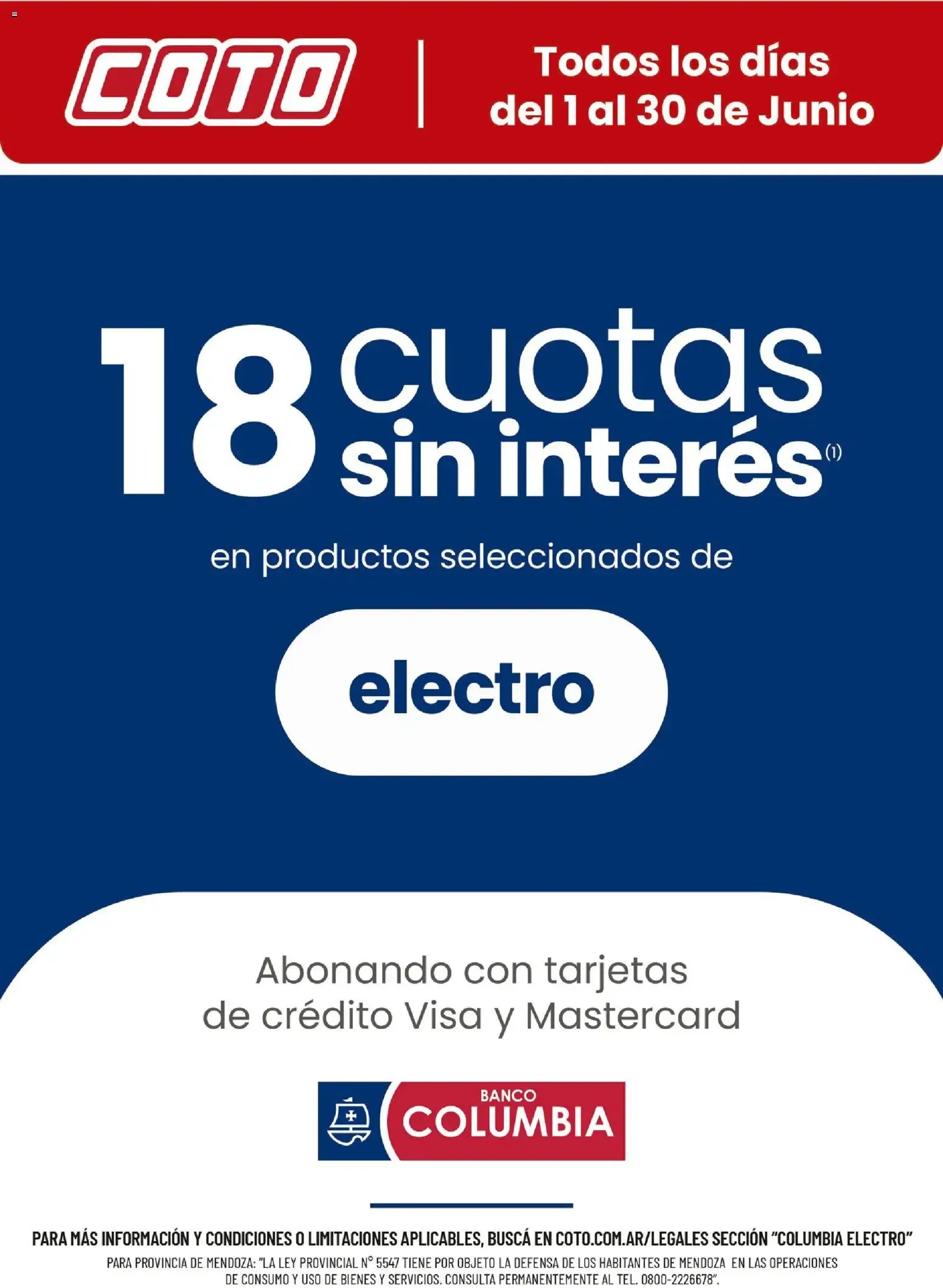 Ofertas de Coto - Columbia Electro Junio || del 01/06/2026 - 30/06/2026 || Descuentos 1 de junio al 30 de junio 2026 - Página 1 del catálogo