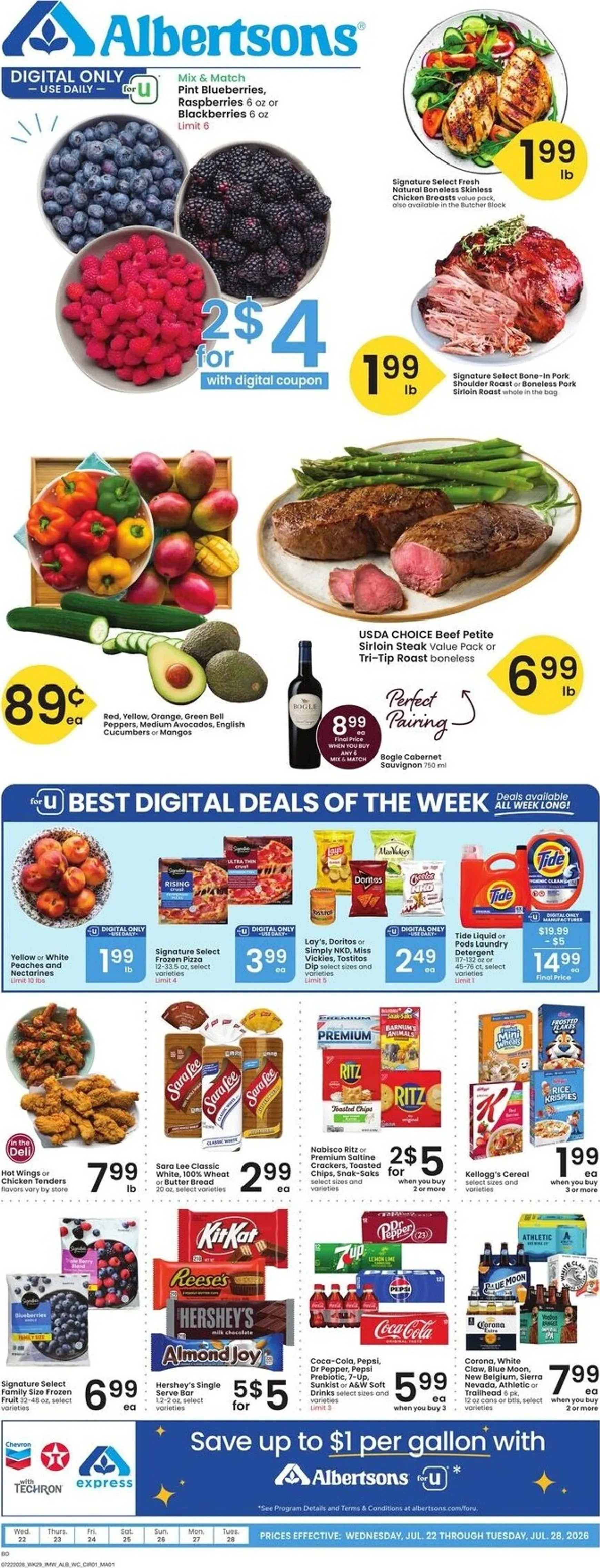 Current Albertsons leaflet valid from Wednesday 07/22/2026 to Tuesday 07/28/2026