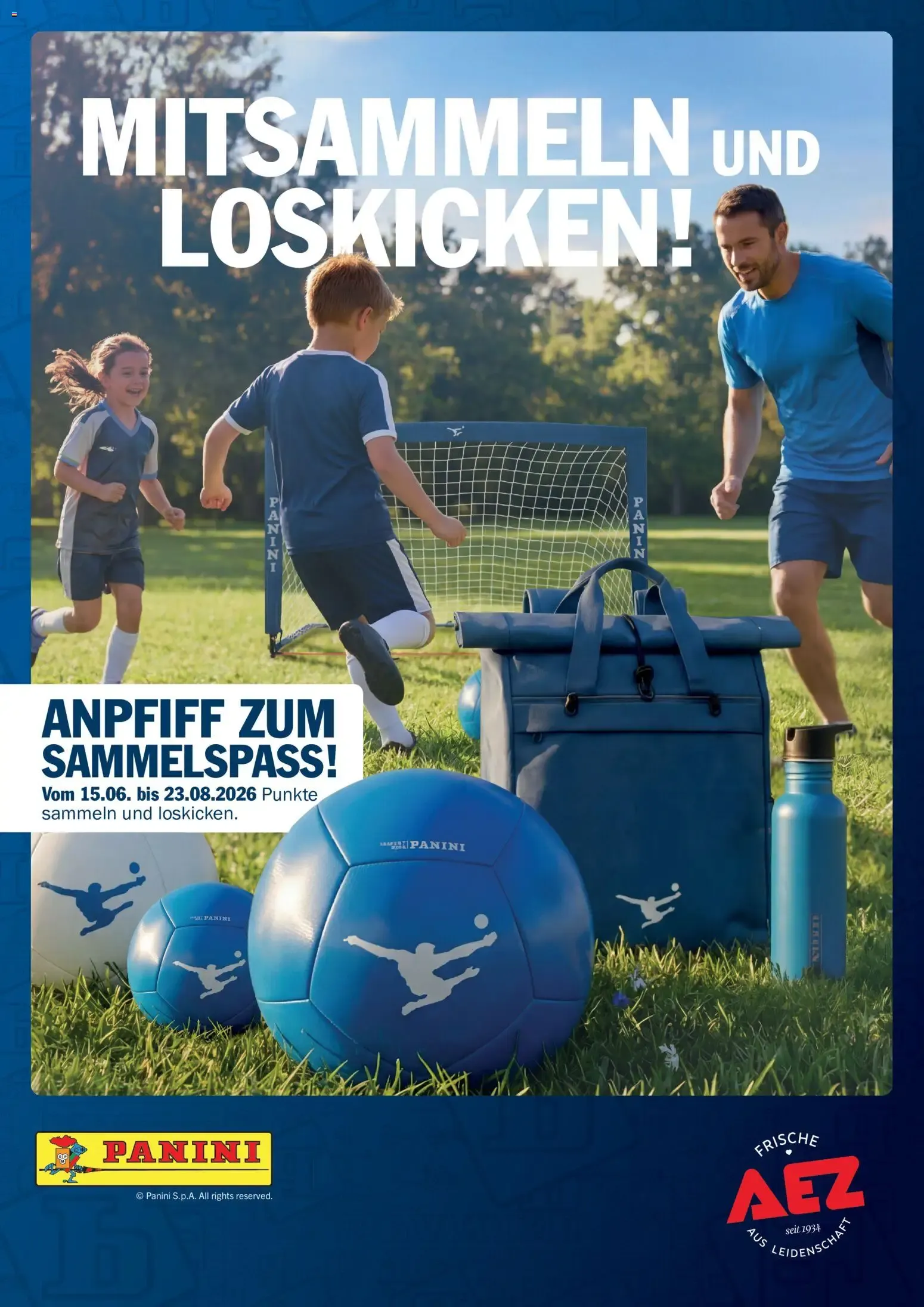 Mitsammeln und Loskicken! Anpfiff zum Sammelspass! (AEZ Panini) von 15. Juni bis 23. August 2026 - Prospekt seite 1