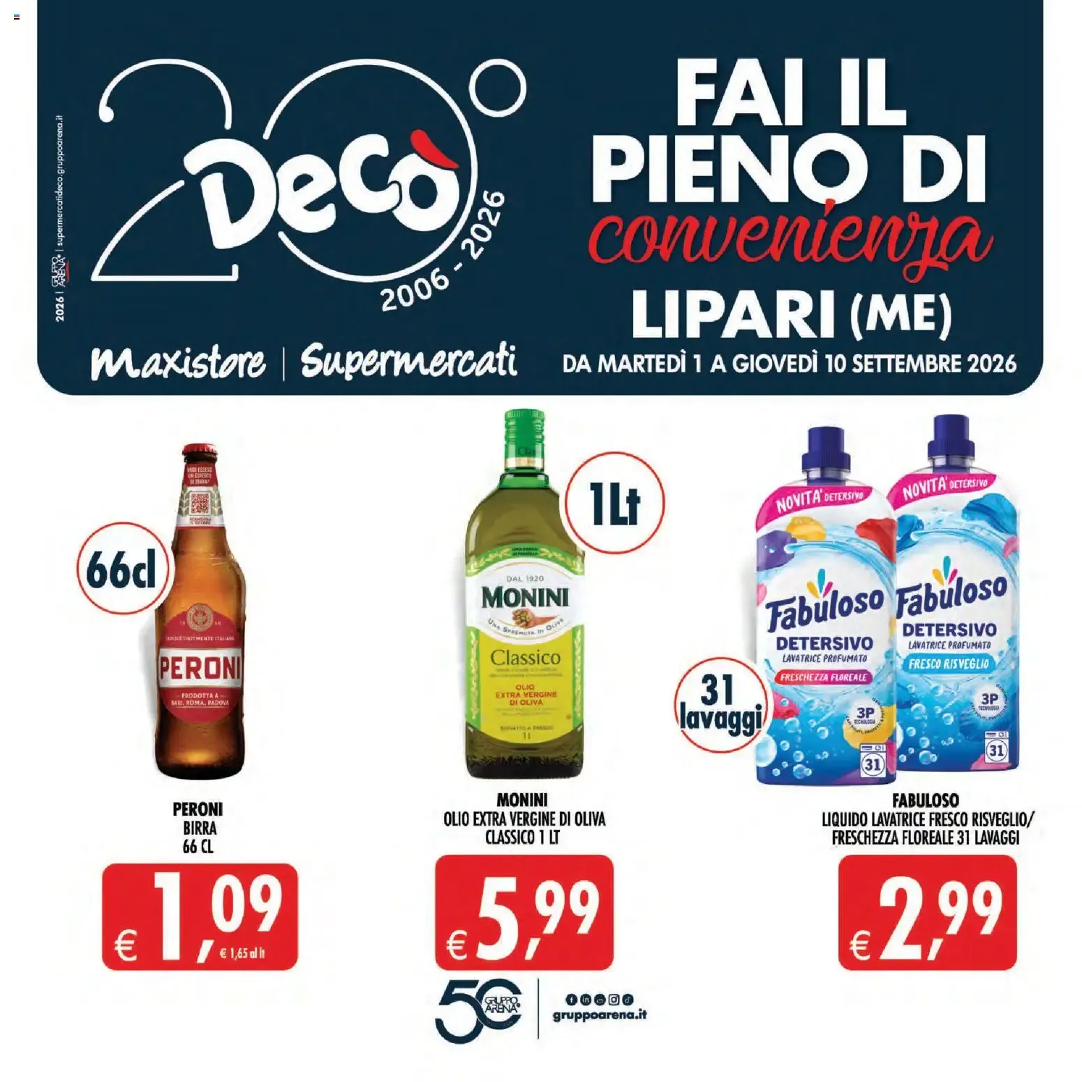Nuovo Decò volantino Maxistore, Supermercati Lipari dal 01/09/2026 > offerte anteprima 🛍️ da 1 settembre a 10 settembre di 2026 - Pagina del volantino 1