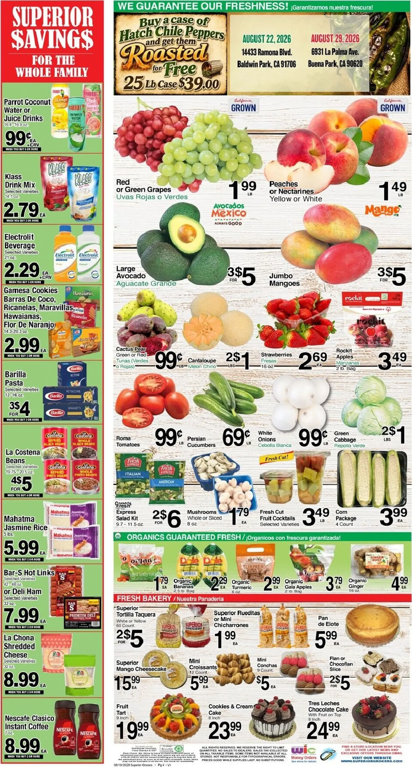 Weekly promotion Current Superior Grocers leaflet valid from Wednesday 08/19/2026 to Tuesday 08/25/2026 spanning from August 19 to August 25 2026 - Page 4 for Catalogue 365