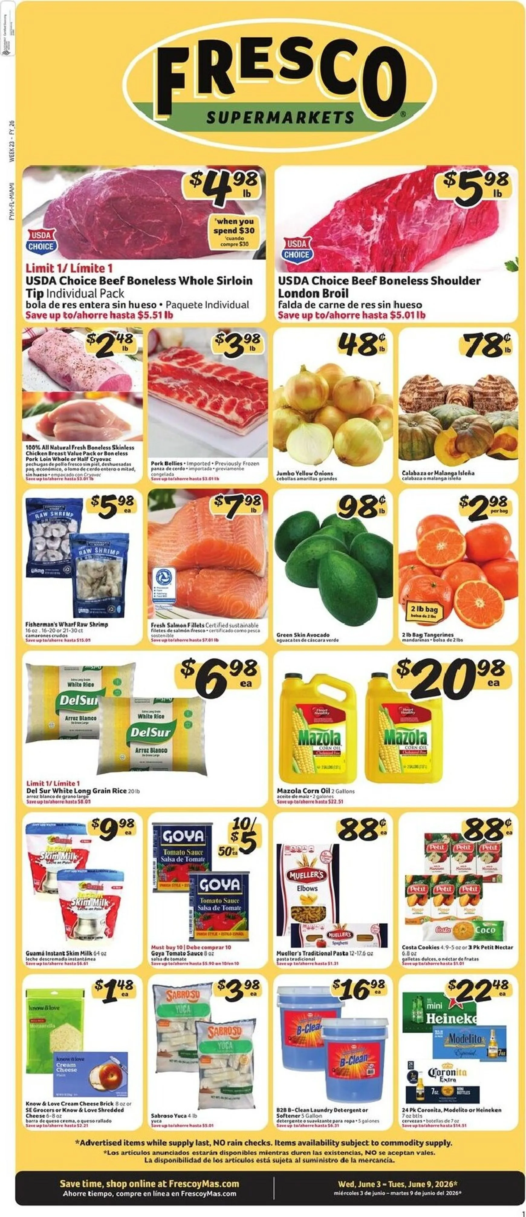 Weekly ad Current Fresco y Más leaflet valid from Wednesday 06/03/2026 to Tuesday 06/09/2026 from June 3 to June 9 2026 - Page 1