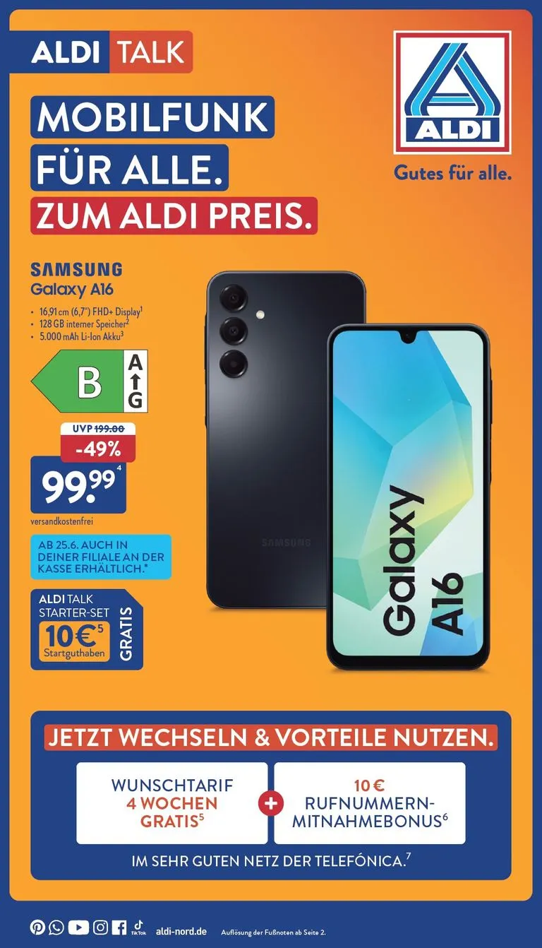 ALDI TALK: Mobilfunk für alle. Samsung Galaxy A16.