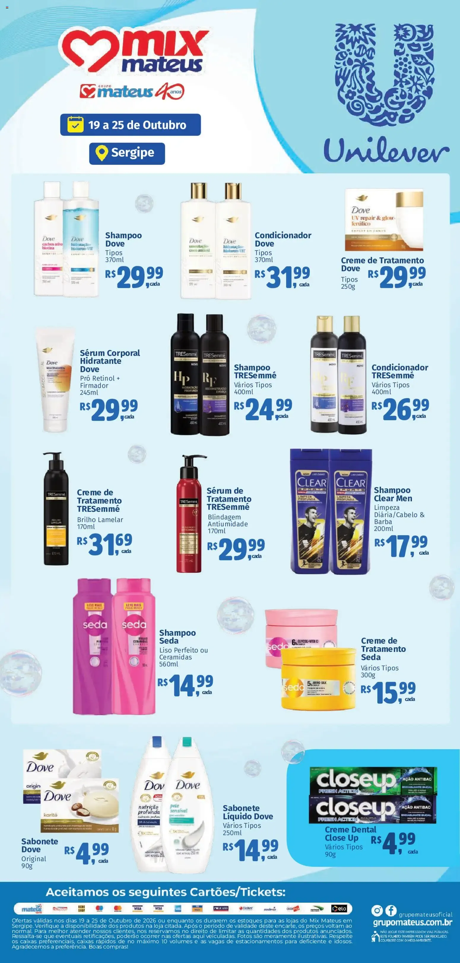 Encarte de Mateus ofertas Unilever de 19/10/2026 | Promoções Online 19 de outubro até 25 de outubro 2026 - Pagina 1