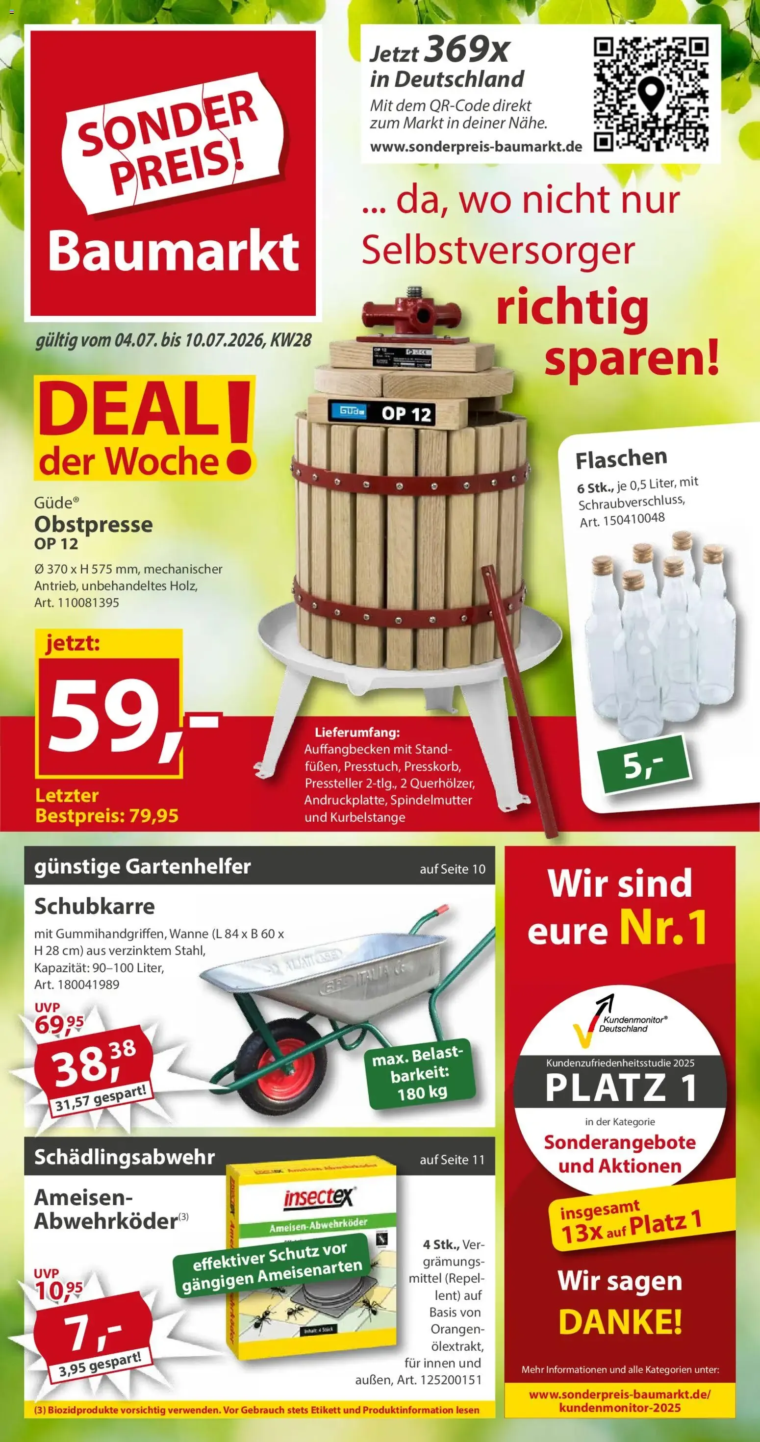 Sonderpreis Baumarkt Prospekt (ab 04.07.2026) zum Blättern von 4. Juli bis 10. Juli 2026 - Prospekt seite 1