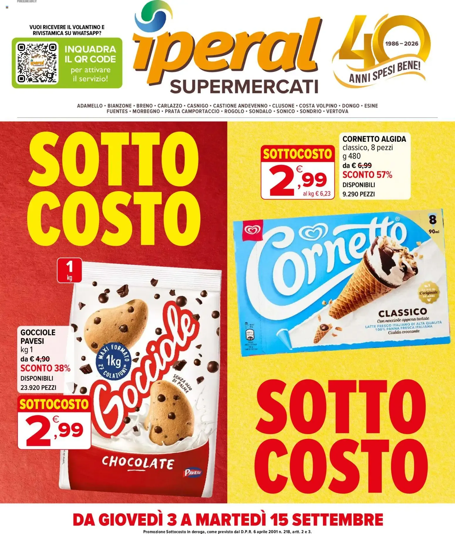 Iperal Supermercati Sotto Costo da 3 settembre a 15 settembre di 2026 - Pagina del volantino 1