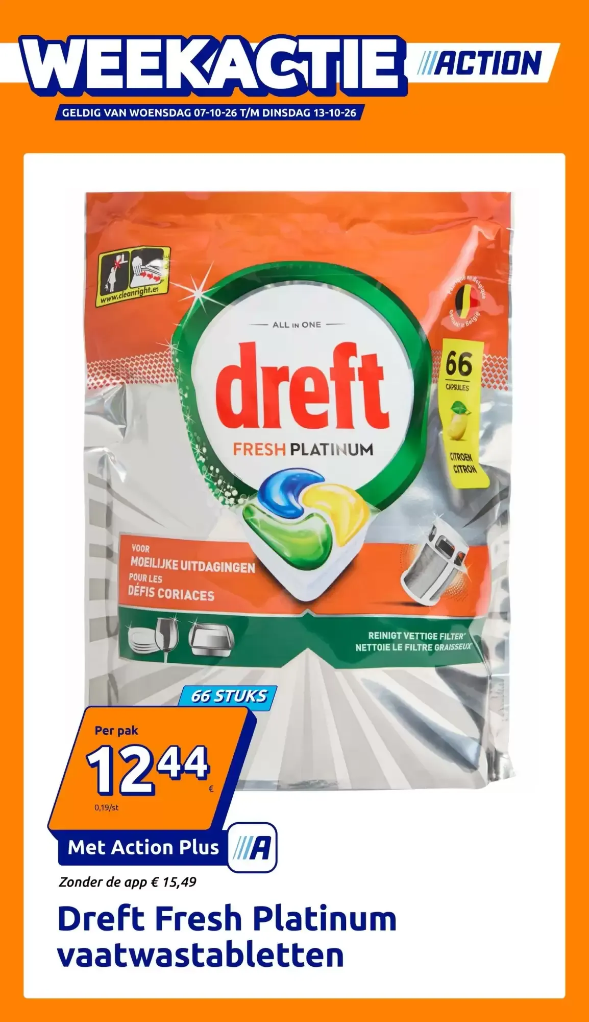 Action: Dreft Fresh Platinum vaatwastabletten (Weekactie)