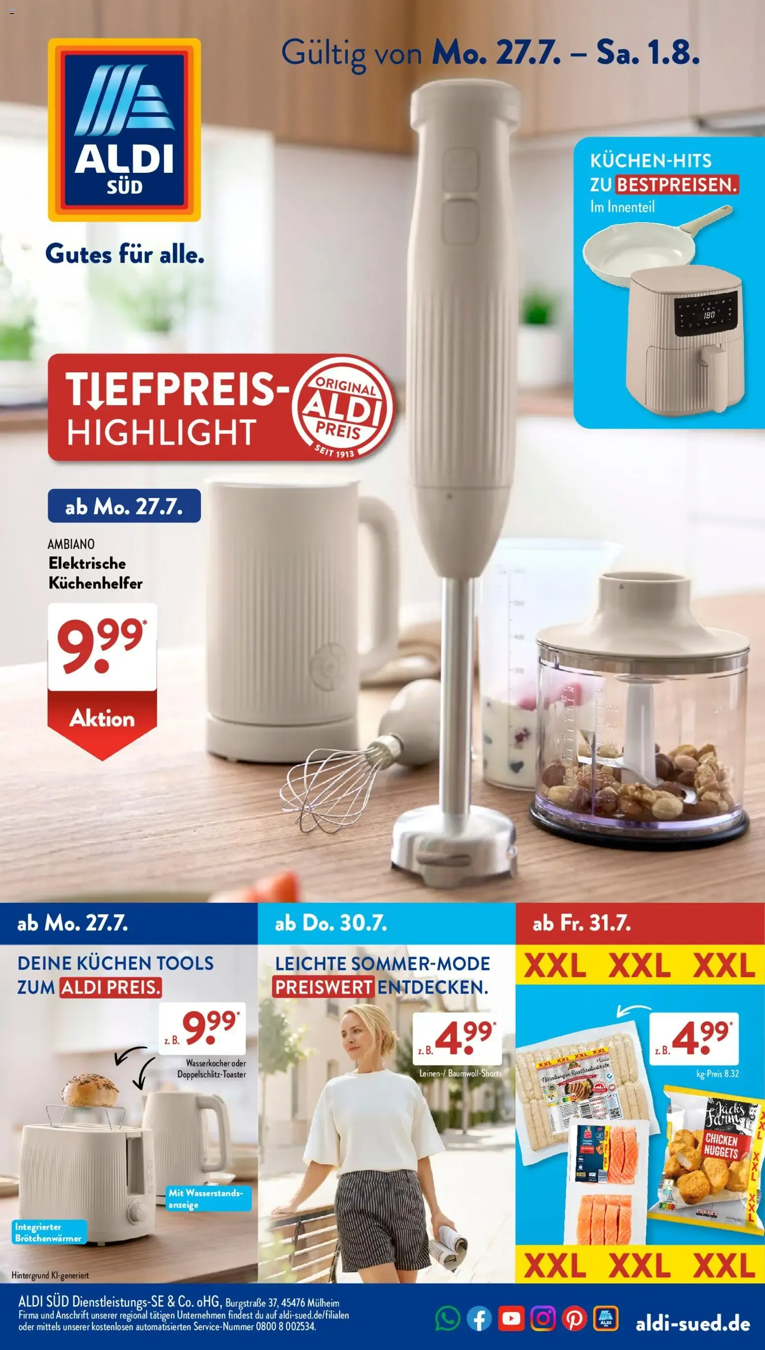 ALDI SÜD Tiefpreis-Highlight: Küchen-Hits & más von 27. Juli bis 1. August 2026 - Prospekt seite 1