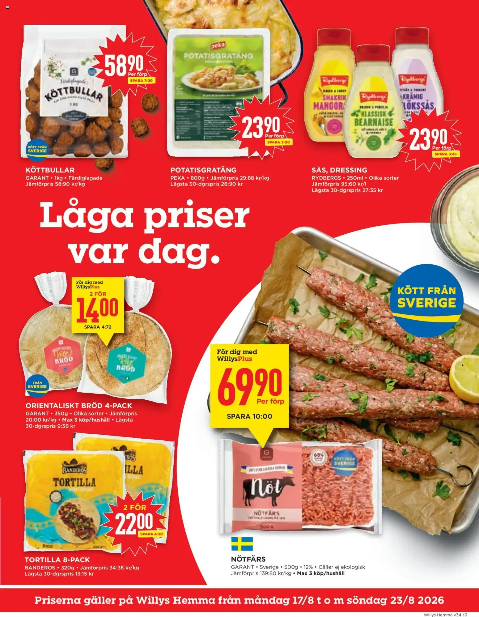 Willys erbjudanden Hemma från 17/08/2026 - 23/08/2026 > Reklamblad nuvarande rabatter från 17 augusti till 23 augusti 2026 - Reklamblad sidor 3