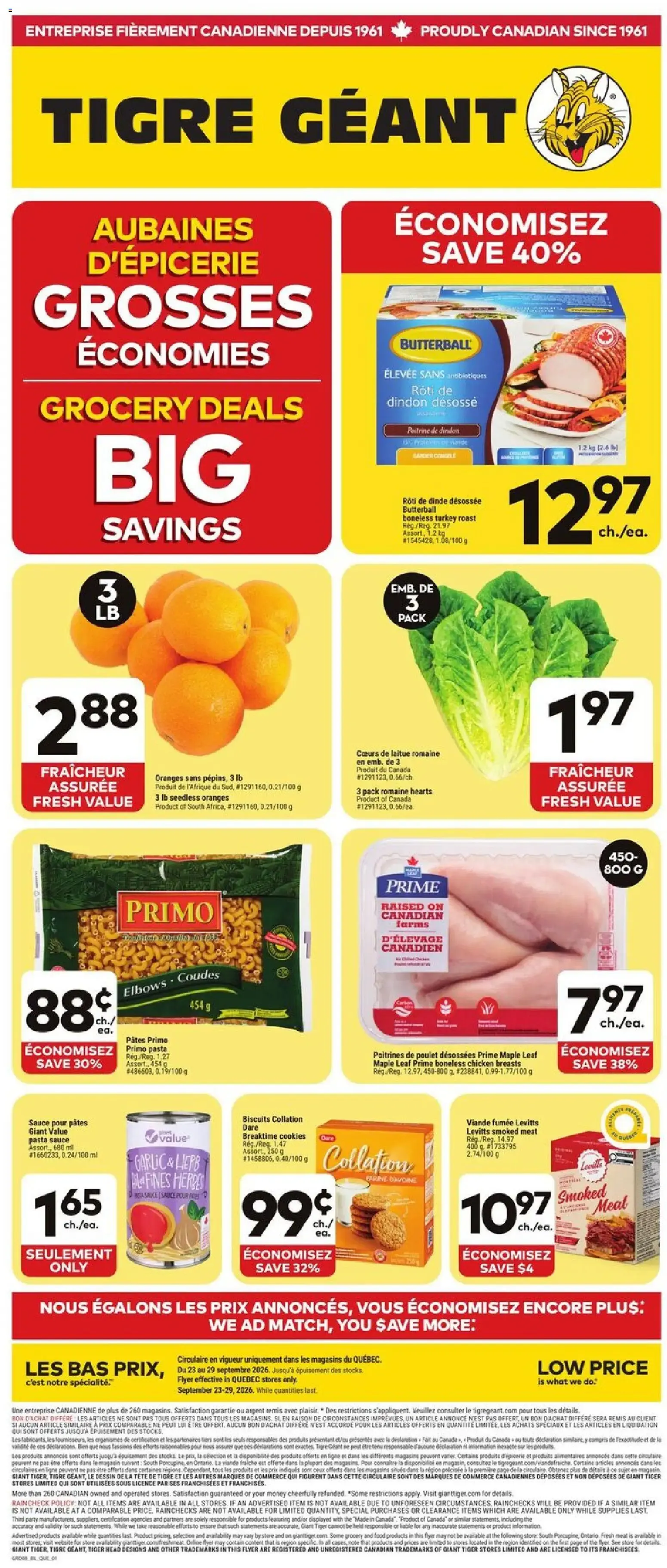 Giant Tiger Flyer | from Sep 23, 2026 | Weekly deals