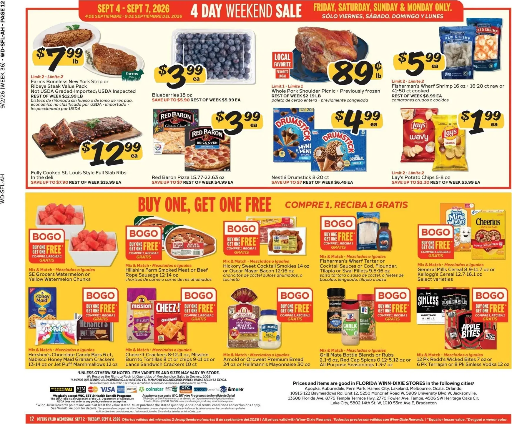 Weekly promotion Current Winn-Dixie leaflet valid from Wednesday 09/02/2026 to Tuesday 09/08/2026 spanning from September 2 to September 8 2026 - Page 12 for Catalogue 365