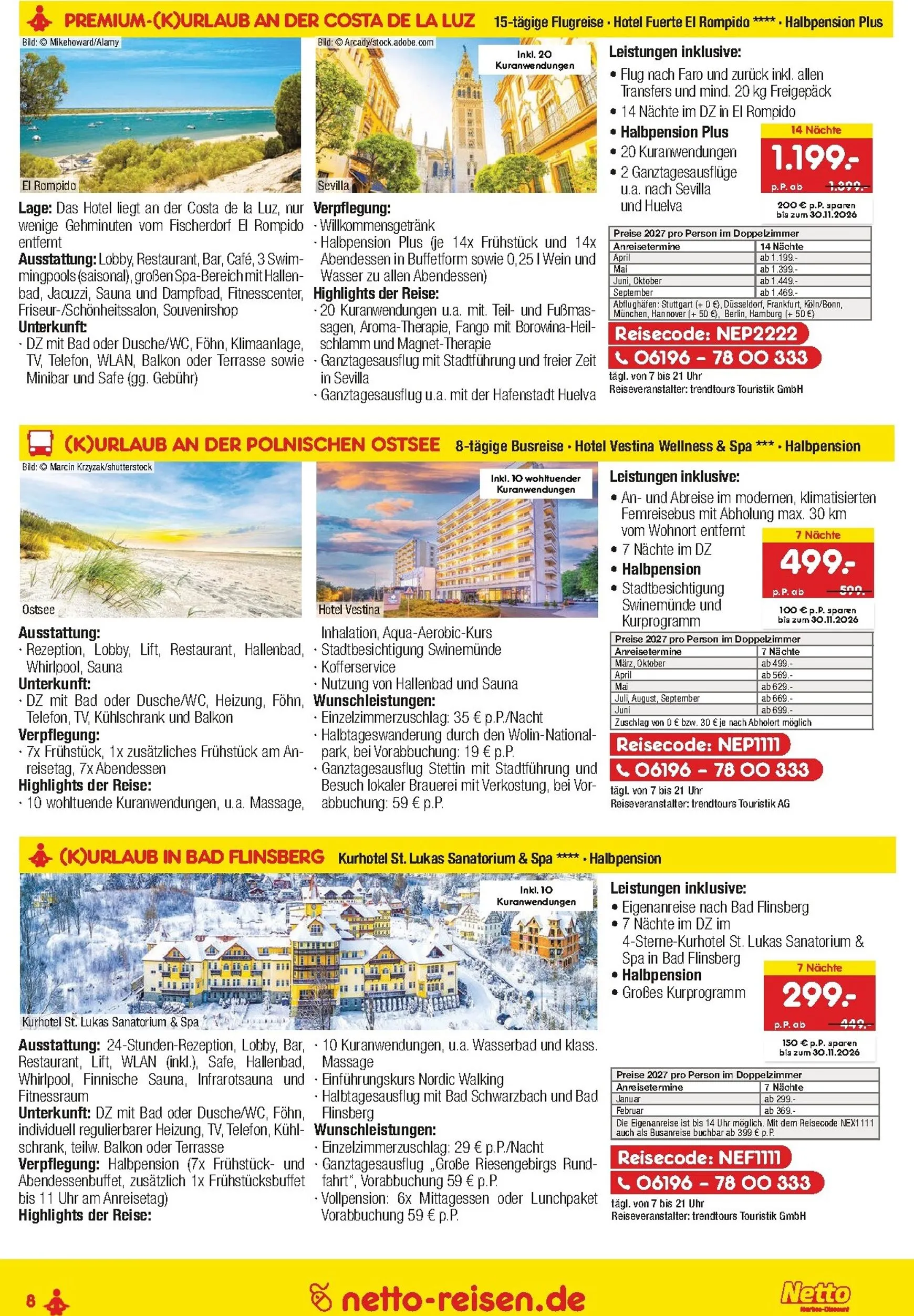 Netto Reisen Sonderausgabe von 15. Oktober bis 31. Oktober 2026 - Prospekt seite 8