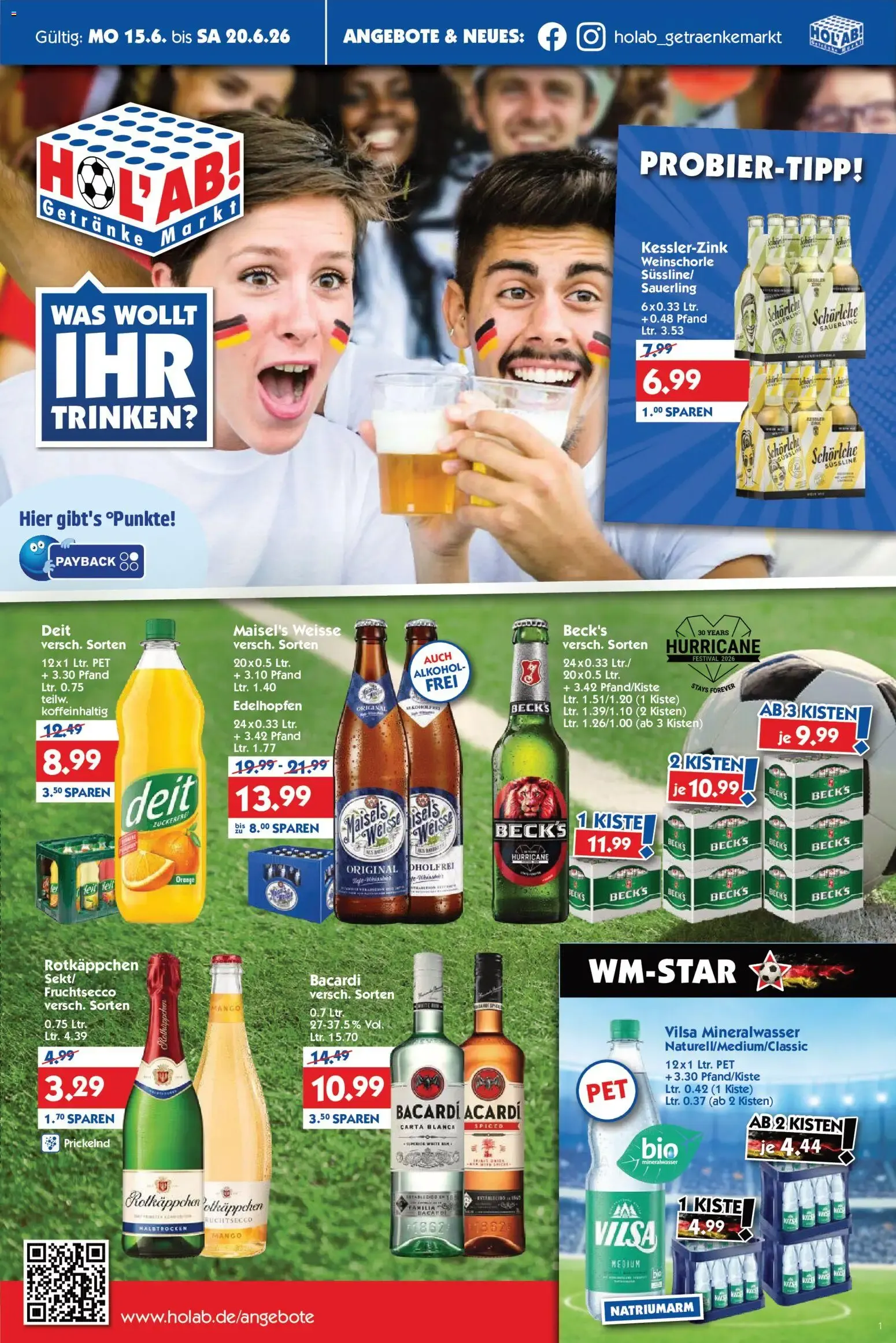 HOL'AB! Getränke Markt von 15. Juni bis 20. Juni 2026 - Prospekt seite 1