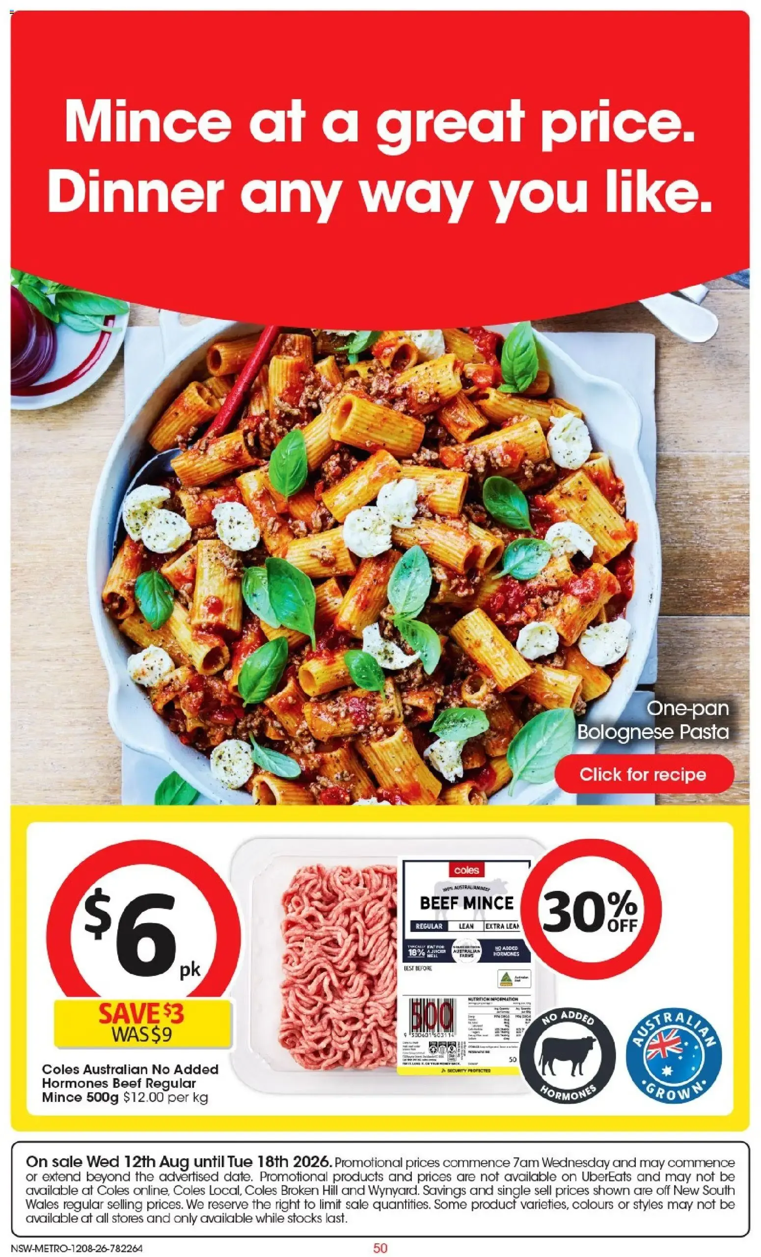 Coles: Mince at a great price. Dinner any way you like. - Catalogue valid from 12 August to 18 August 2026 - page 1