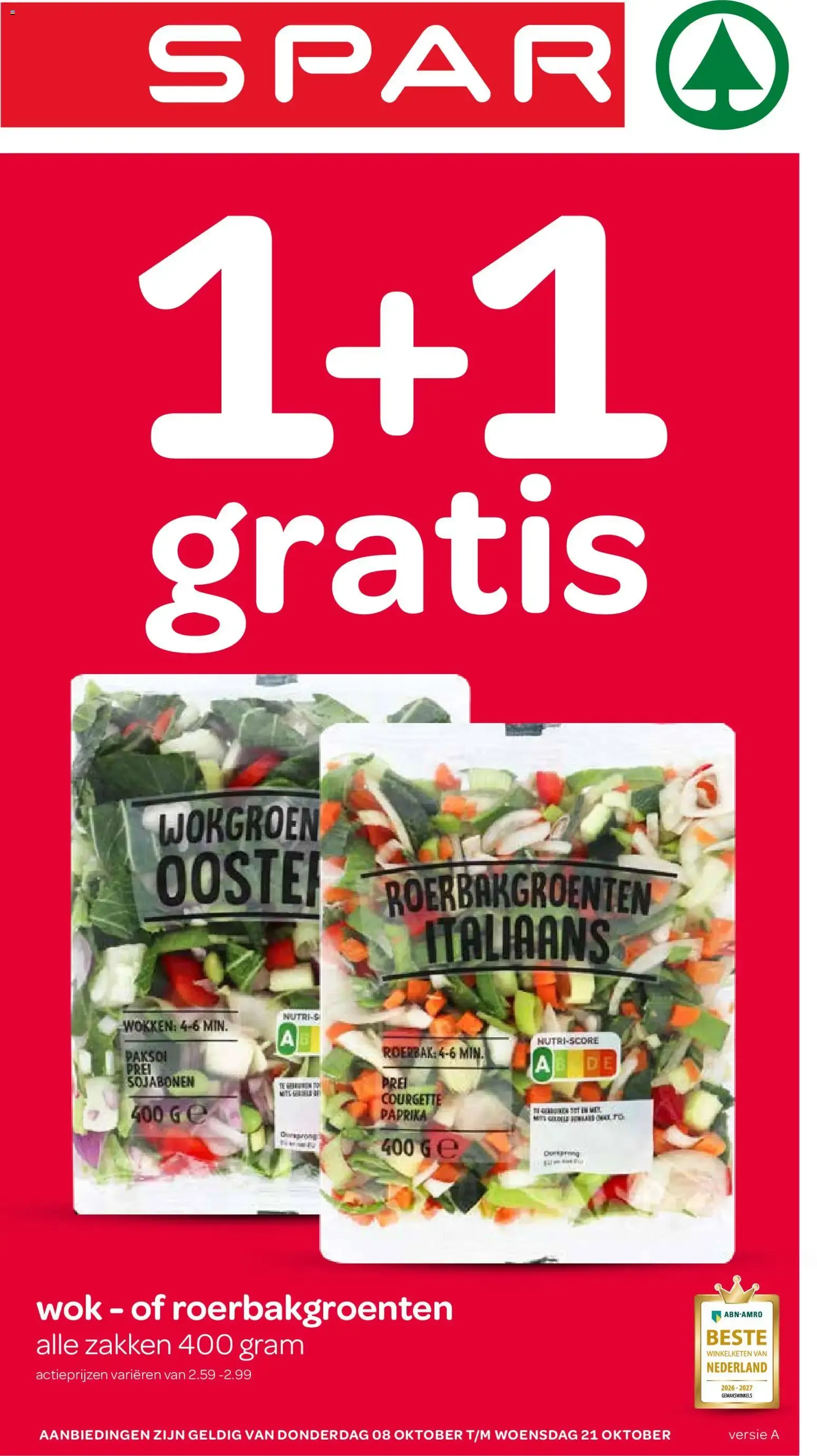 Spar 1+1 gratis en vegetales para wok van 8 oktober tot 21 oktober 2026 - Folder pagina 1